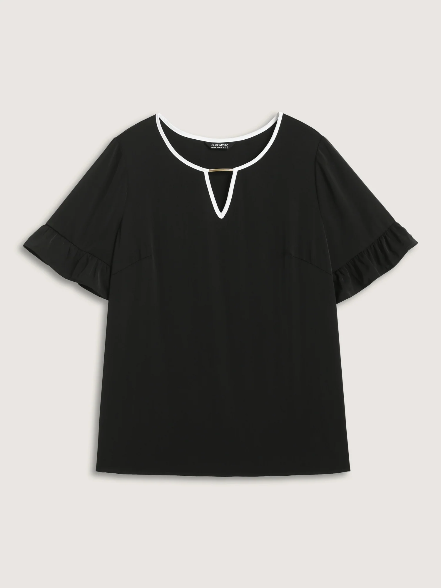 Metallic Detail Neck Cut-Out Blouse - Image 7