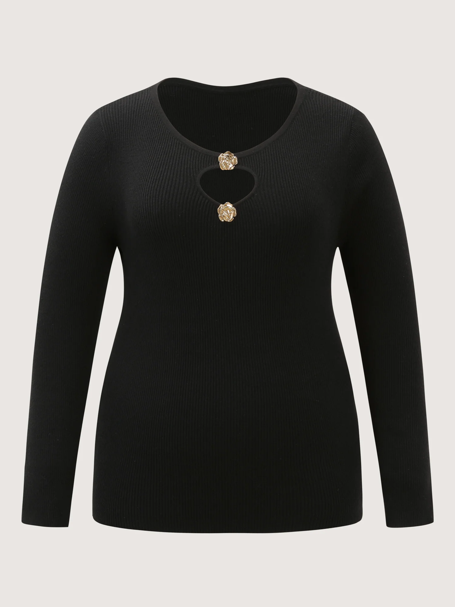 Metallic Floral Detail Cut-Out Pullover - Image 8