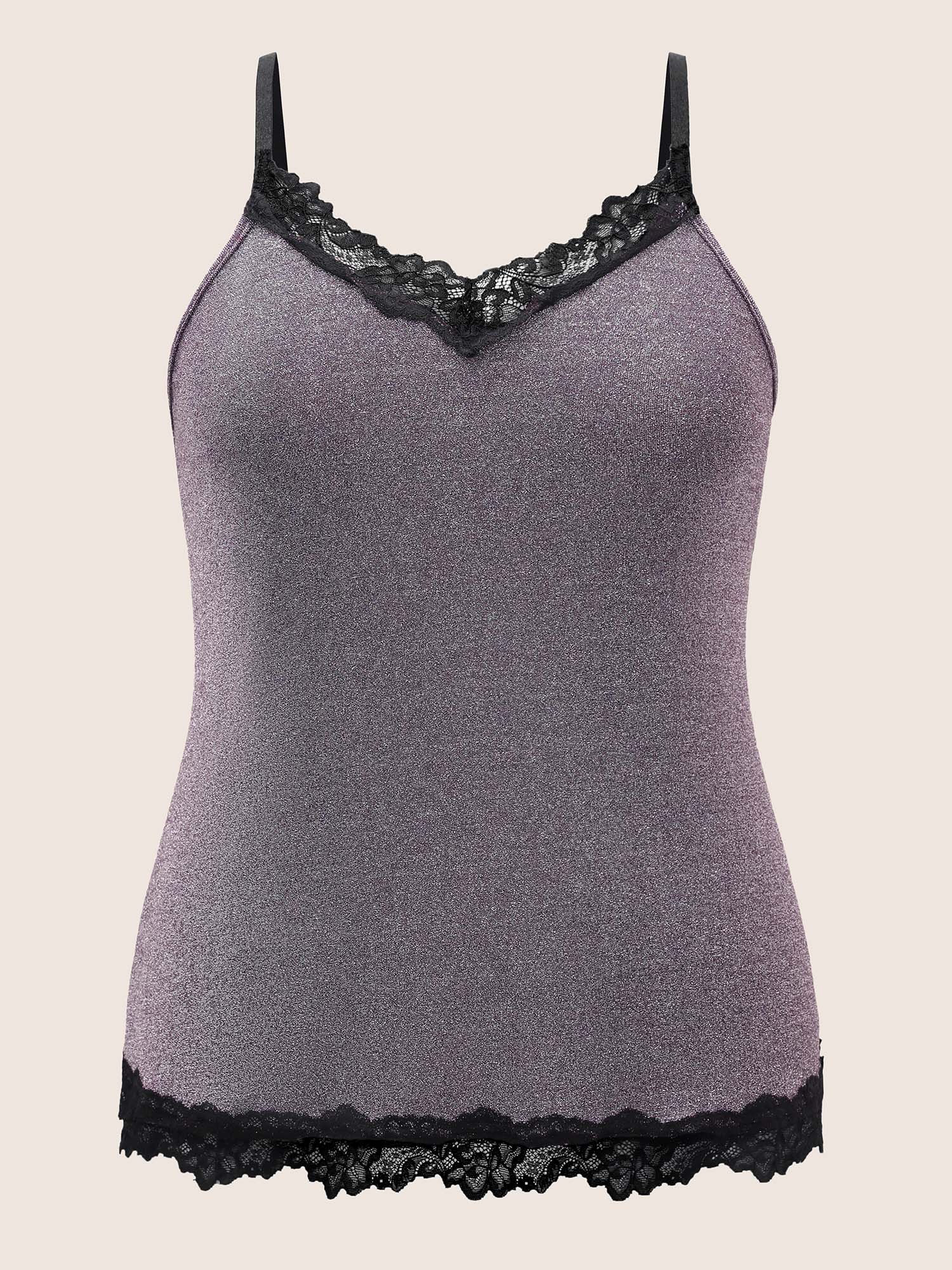 Metallic Patchwork Lace Detail Two-Piece Pajama Set - Image 14