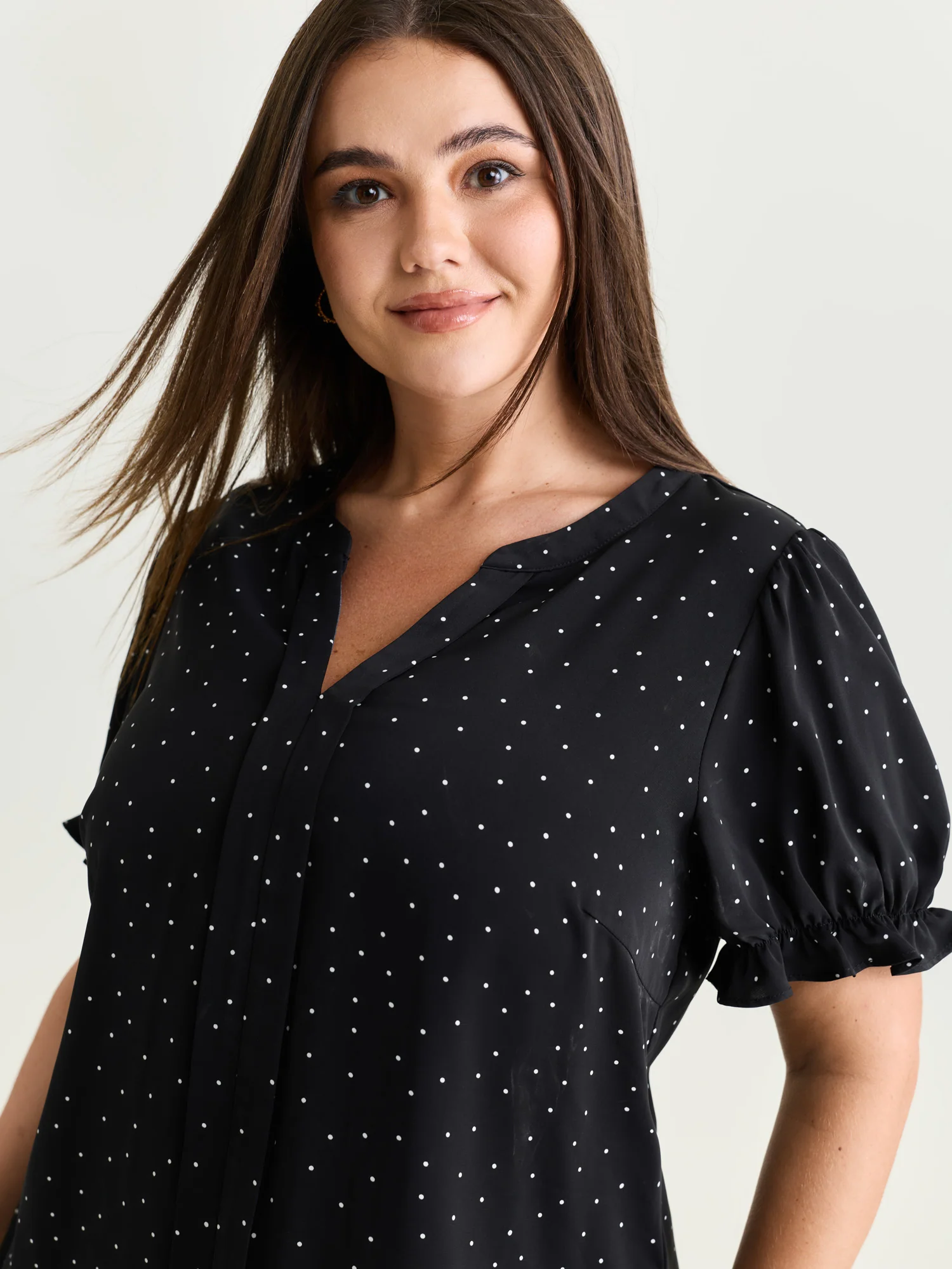 Micro Dots Charm Pleated Blouse - Image 2
