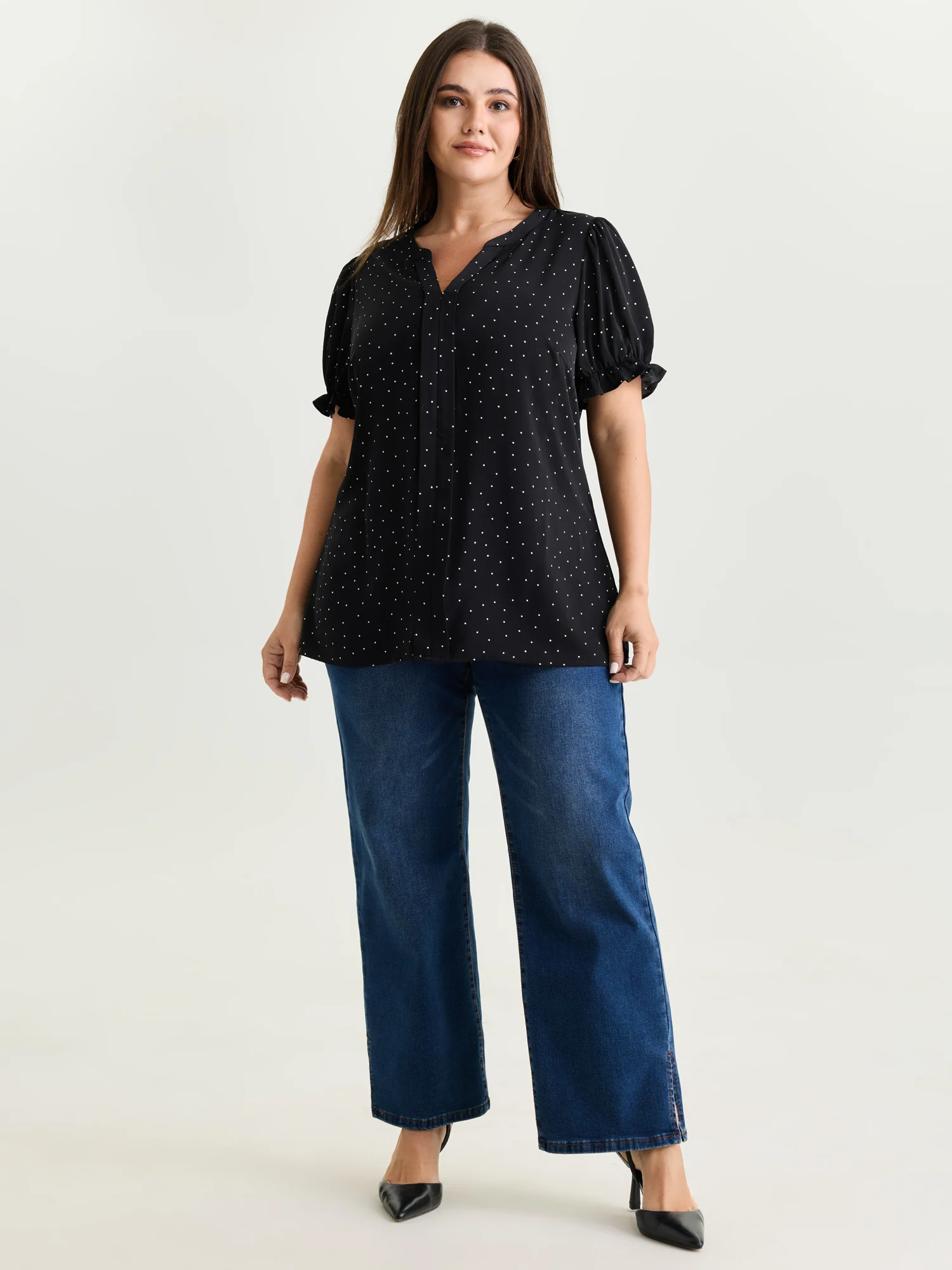 Micro Dots Charm Pleated Blouse - Image 3
