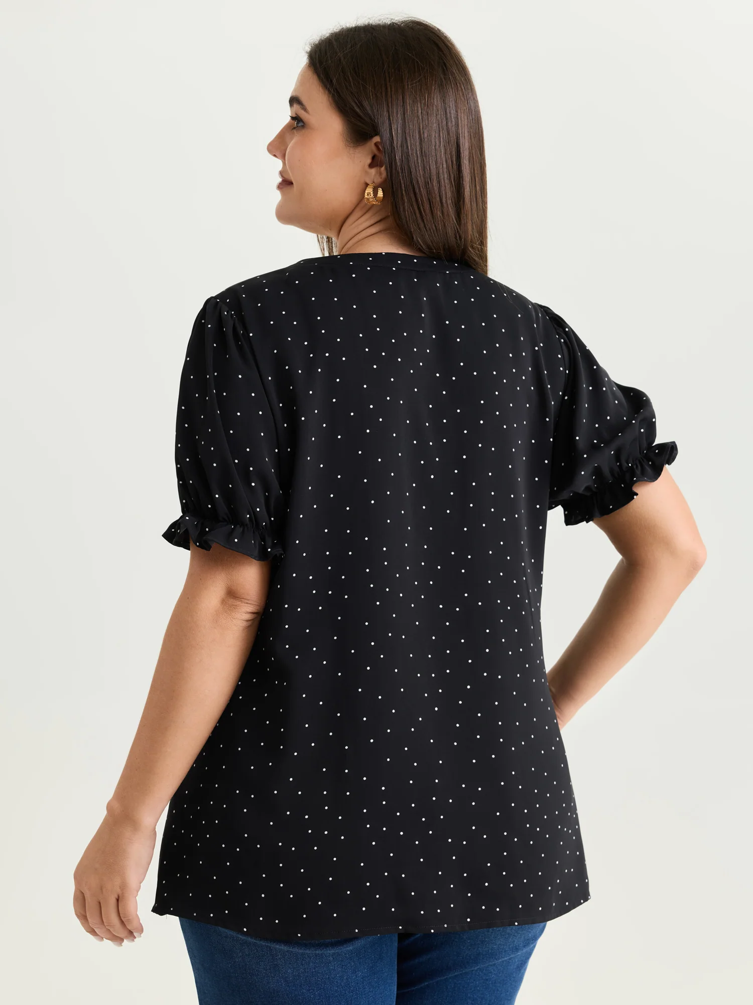 Micro Dots Charm Pleated Blouse - Image 4