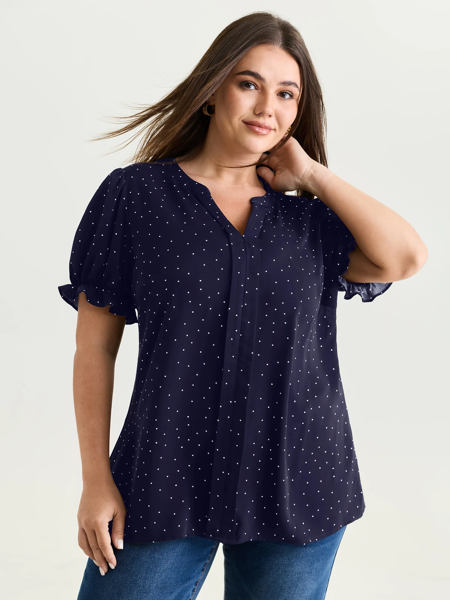 Micro Dots Charm Pleated Blouse - Image 8