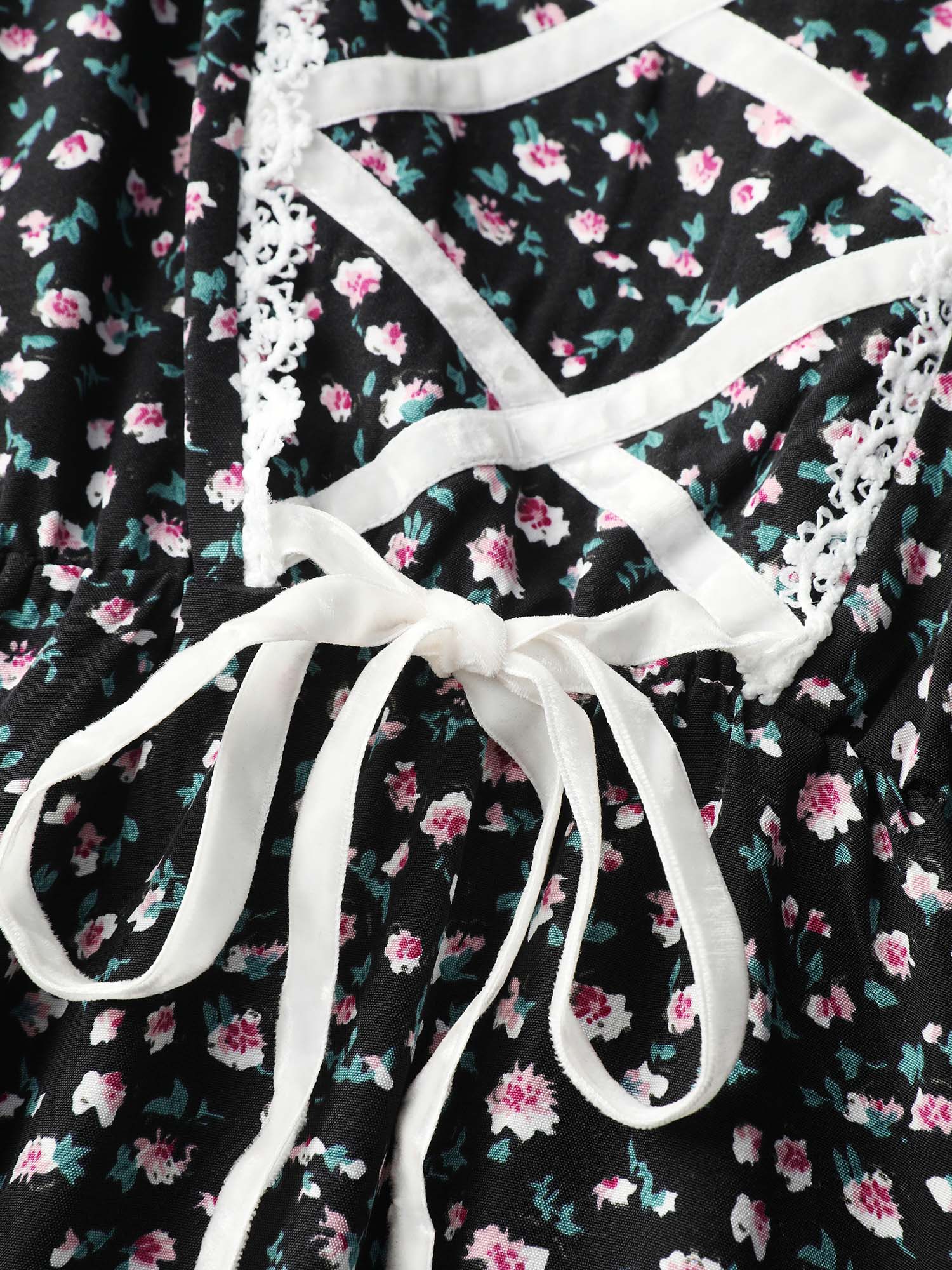 Micro Floral Print Adjustable Drawstring Maxi Dress - Image 6