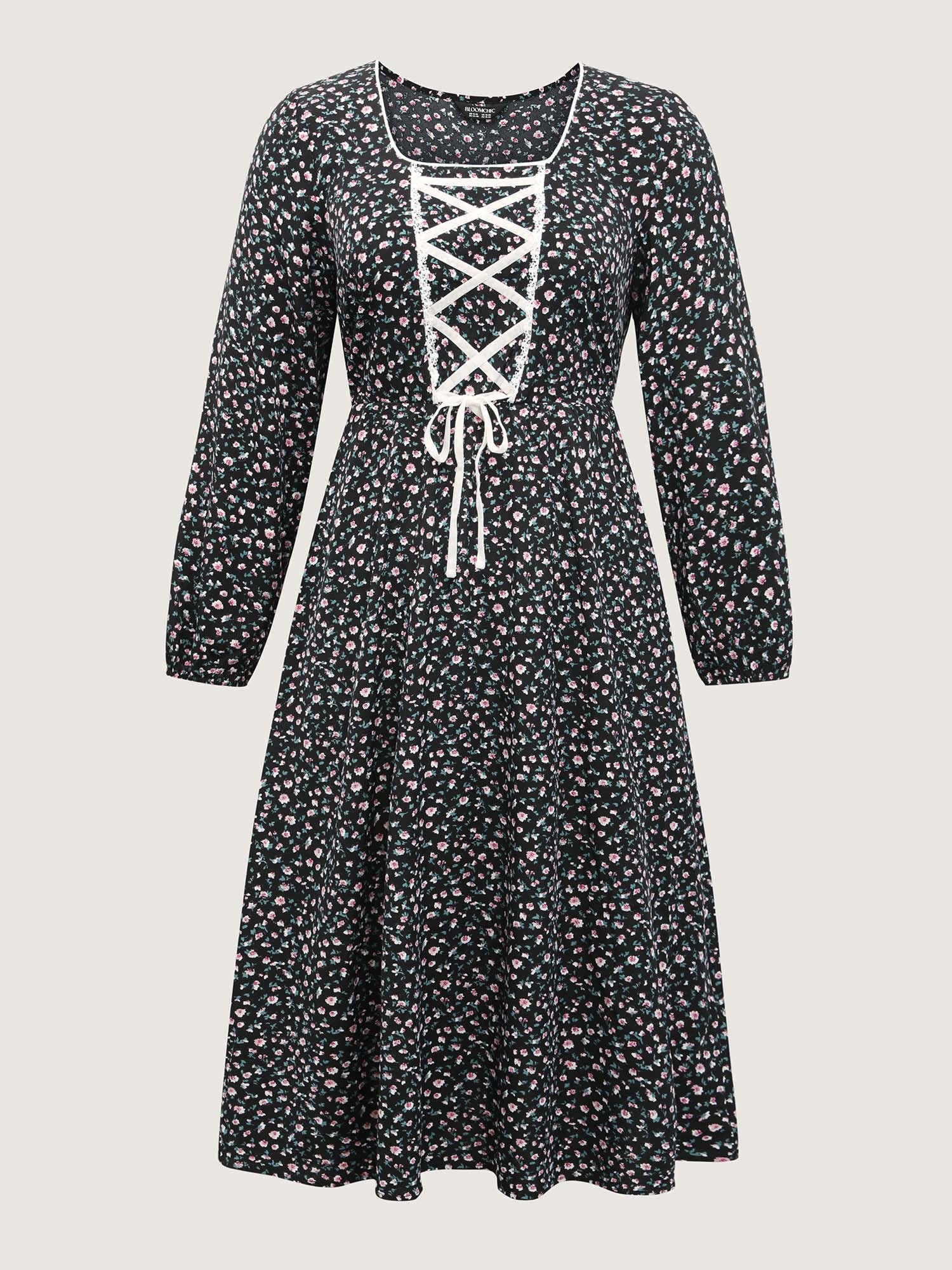 Micro Floral Print Adjustable Drawstring Maxi Dress - Image 7