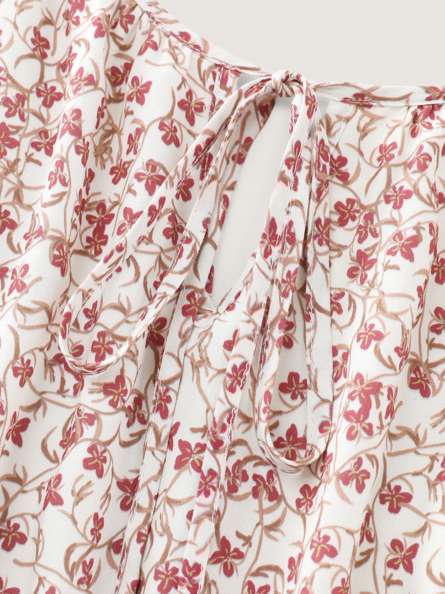Micro Floral Print Back Tie Ruffled Hem Jumpsuit - Image 7