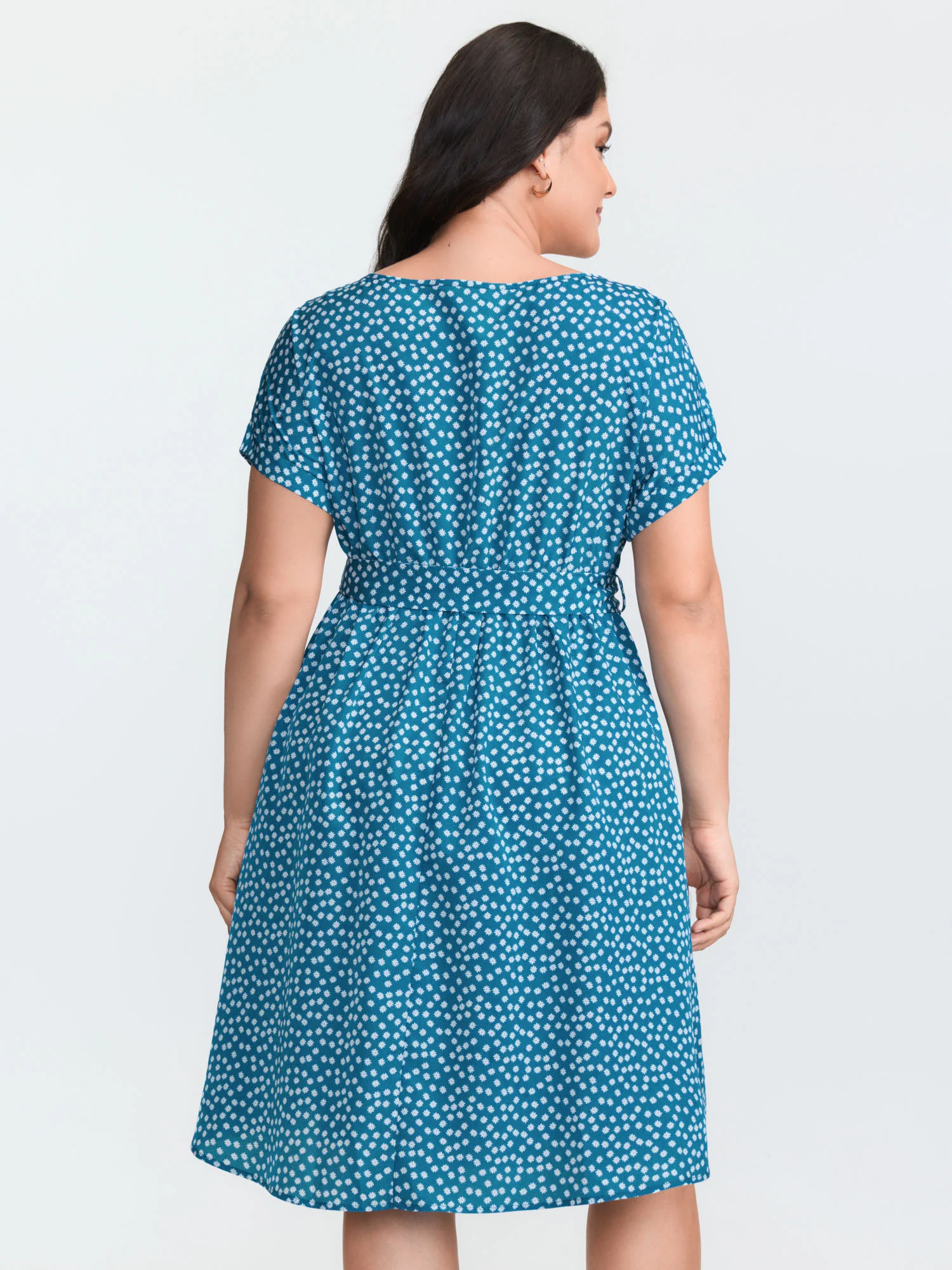 Micro Floral Print Belted Mini Dress - Image 4
