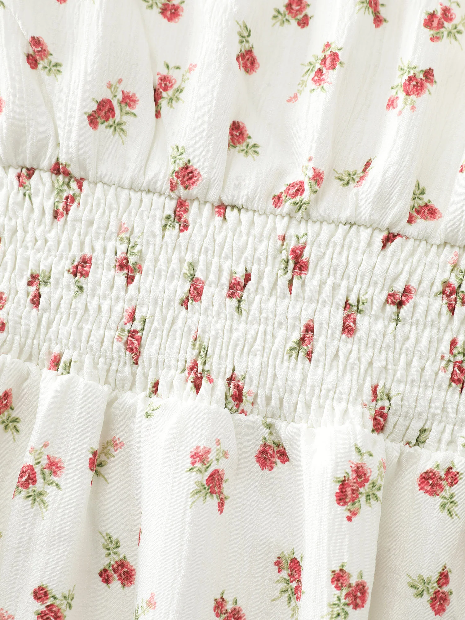 Micro Floral Print Button Placket Midi Dress - Image 6