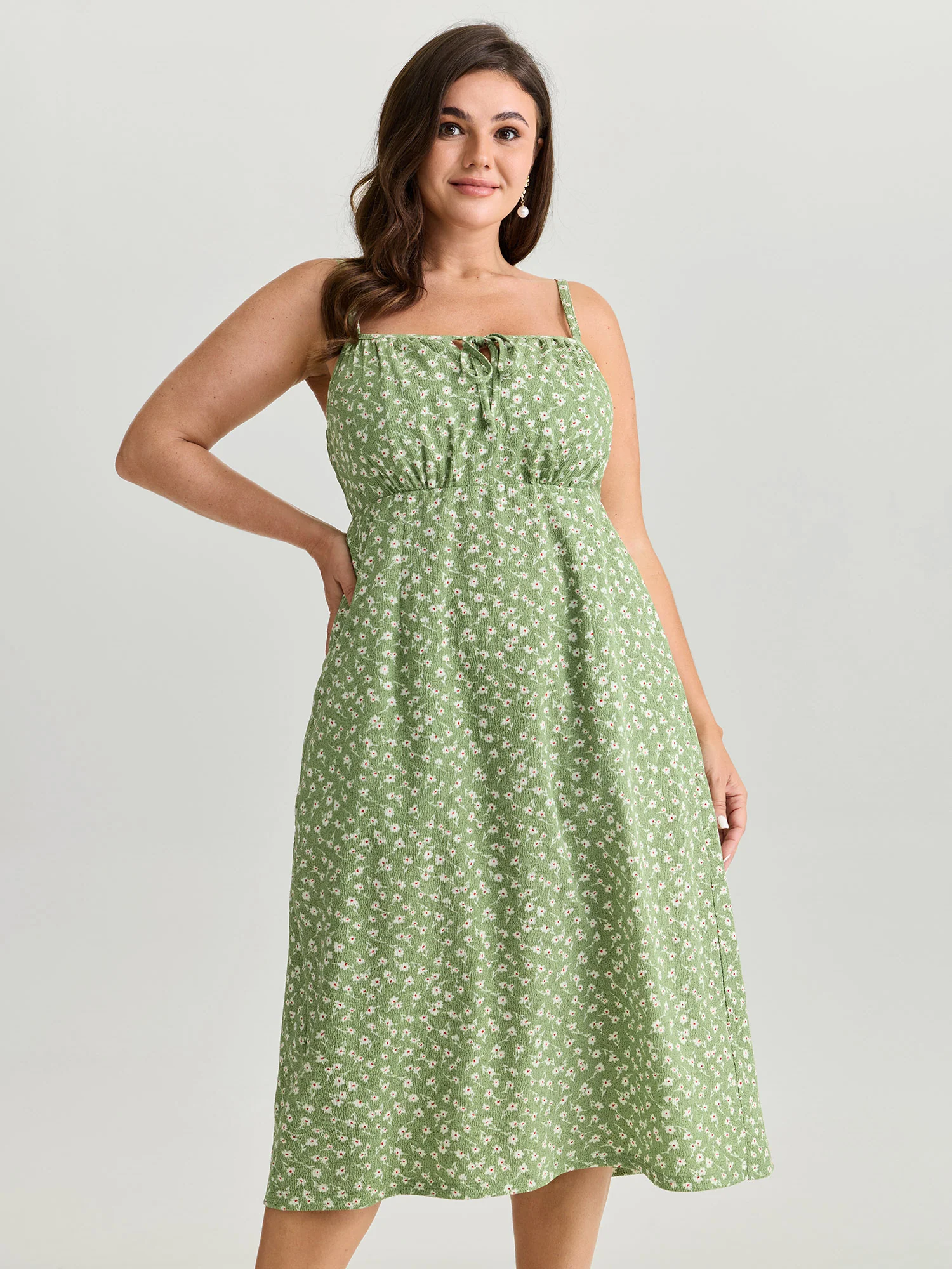 Micro Floral Print Cami Midi Dress - Image 3