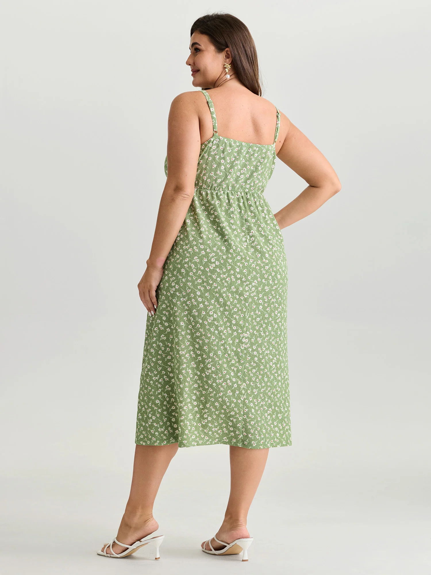 Micro Floral Print Cami Midi Dress - Image 4