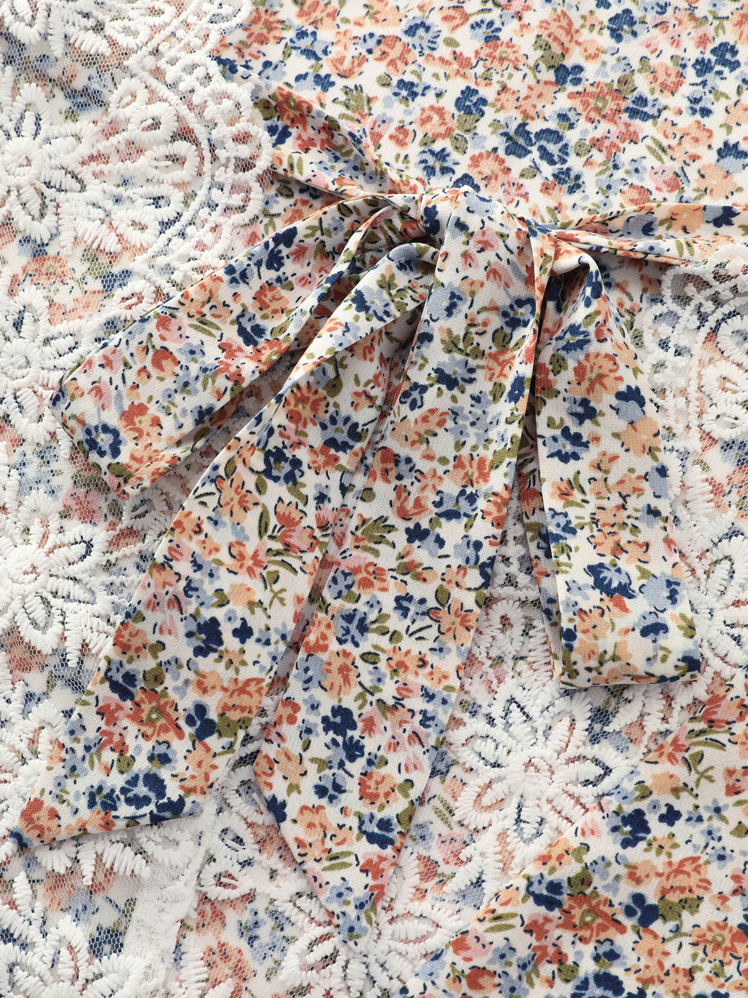 Micro Floral Print Open Back Tie Blouse - Image 6