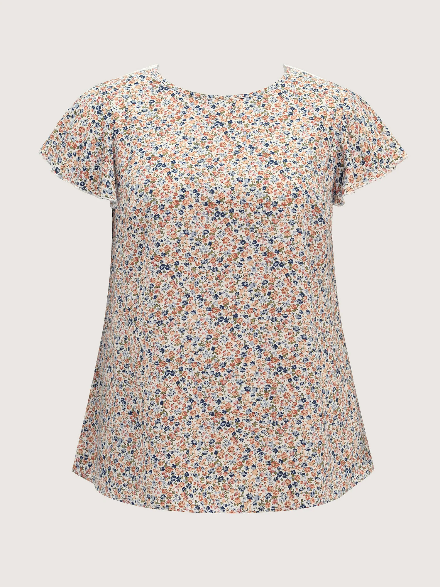 Micro Floral Print Open Back Tie Blouse - Image 7