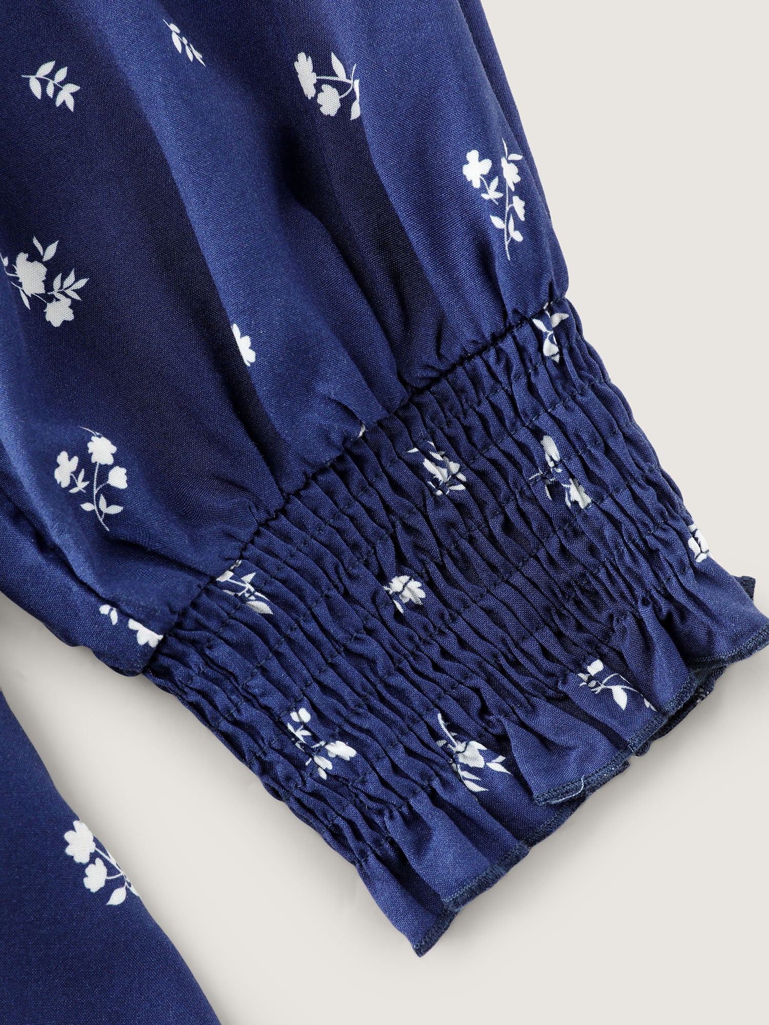 Micro-Floral Print Shirred Blouse - Image 6