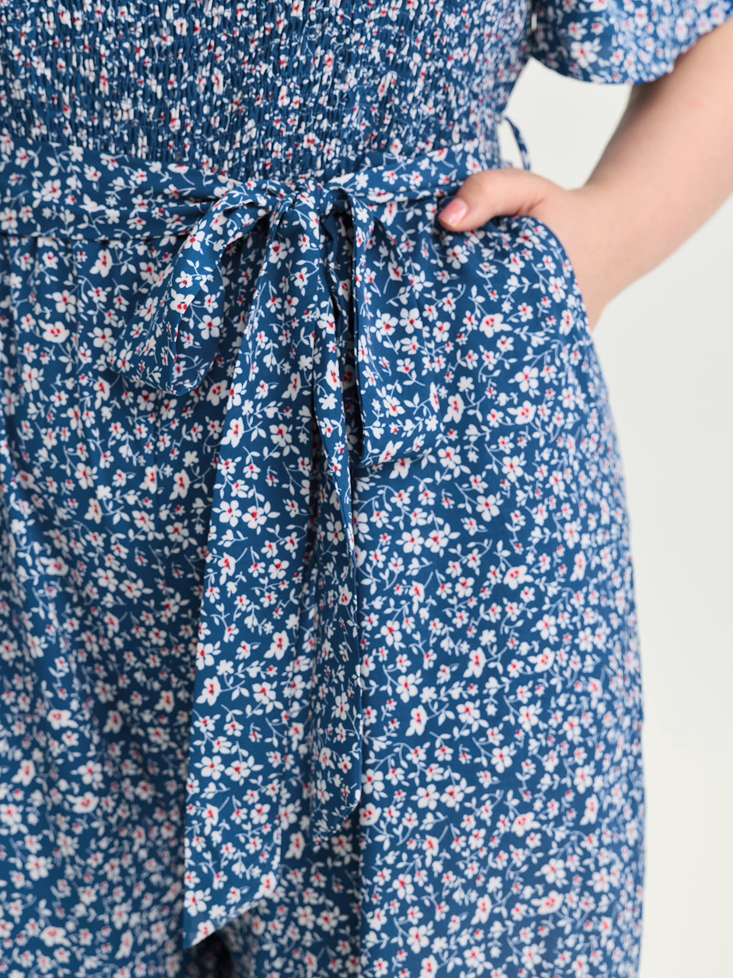 Micro Floral Print Shirred Bodice Jumpsuit - Image 3