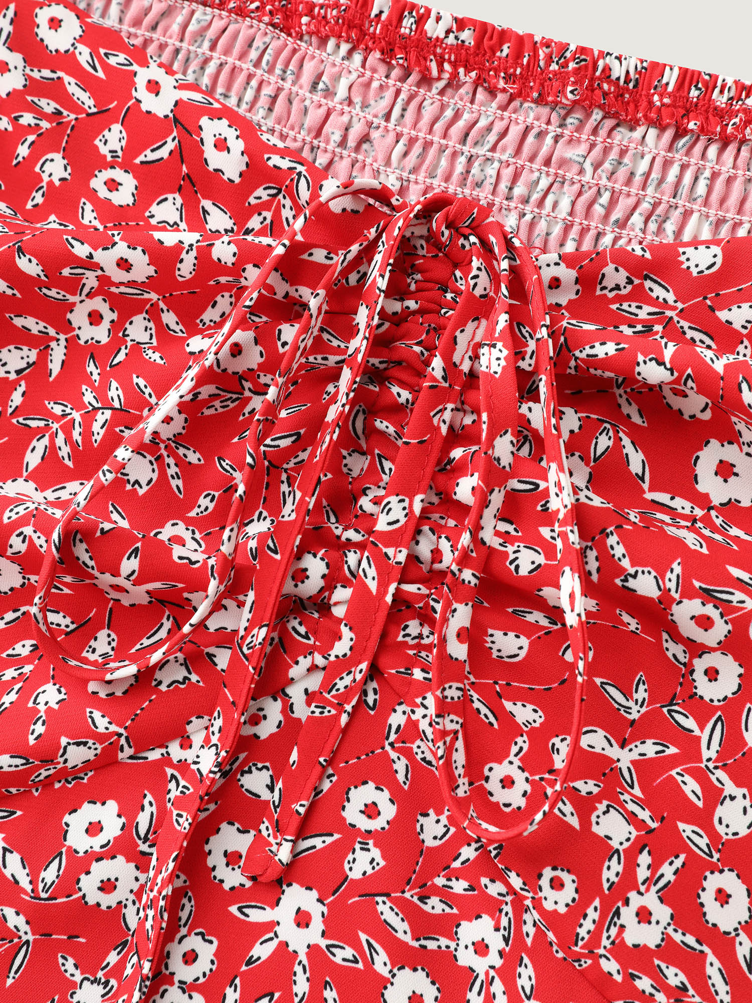 Micro Floral Print Shirred Bow-Tie Mini Dress - Image 6
