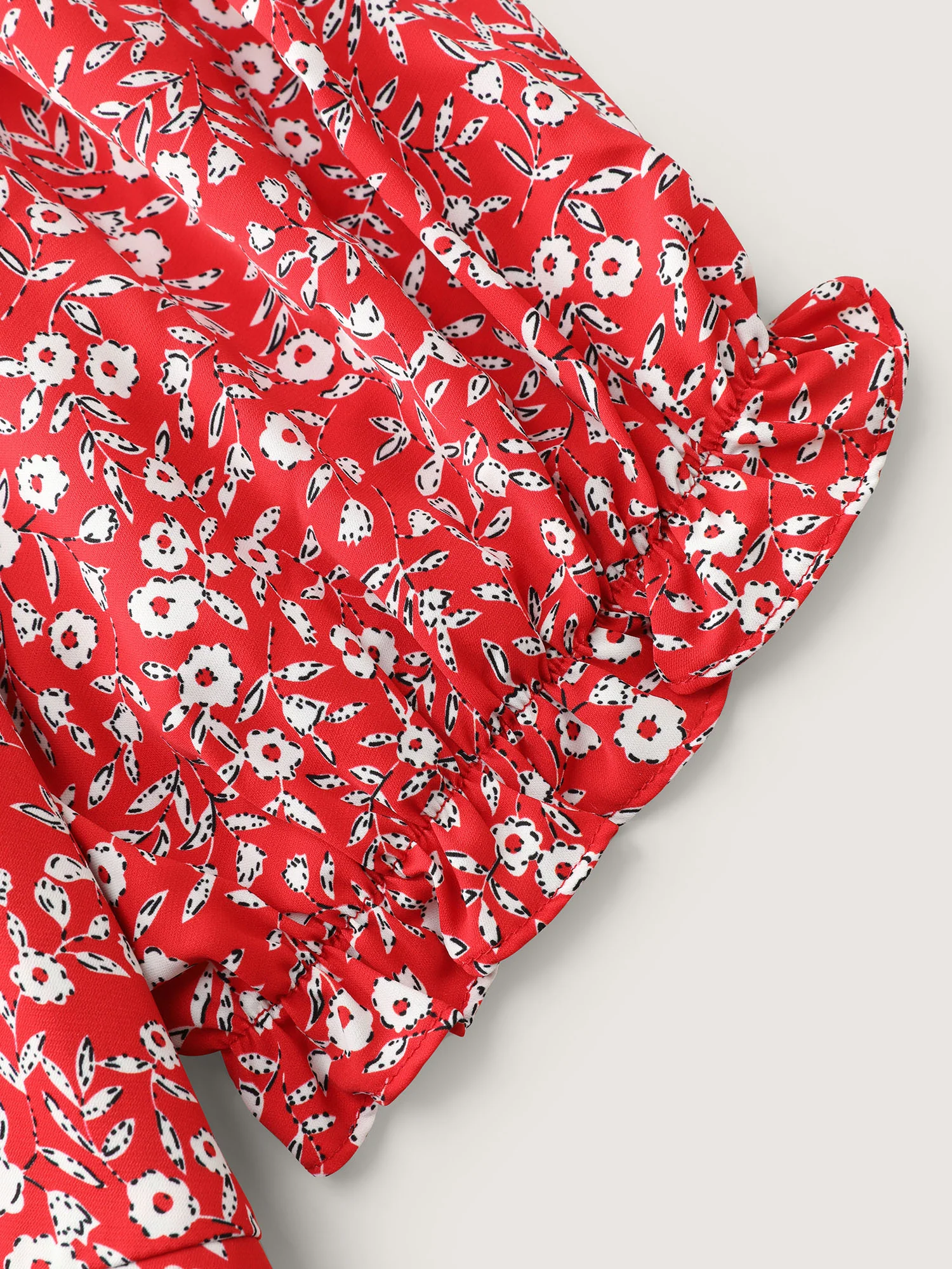 Micro Floral Print Shirred Bow-Tie Mini Dress - Image 7