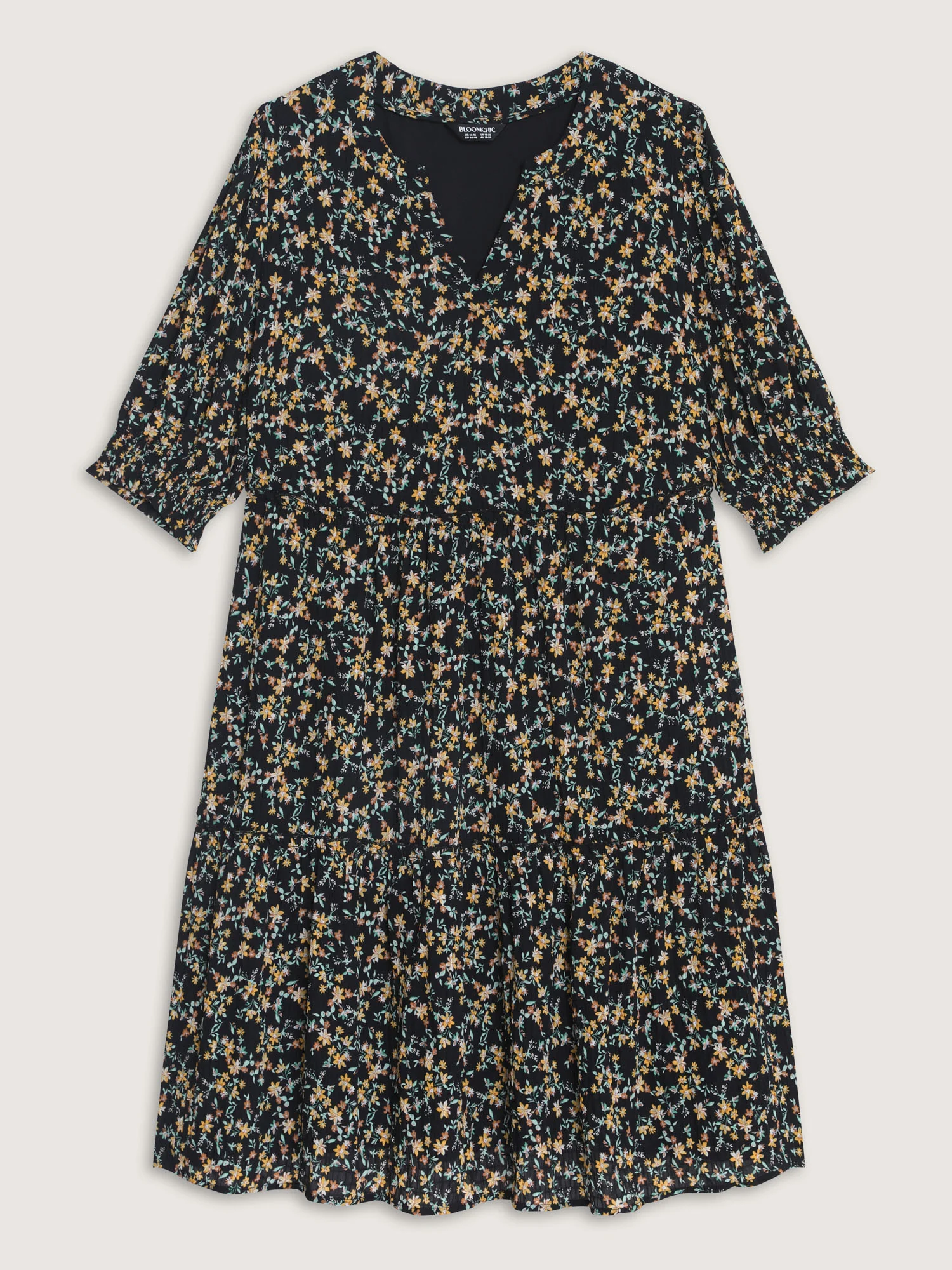 Micro Floral Print Shirred Cuff Mini Dress - Image 7