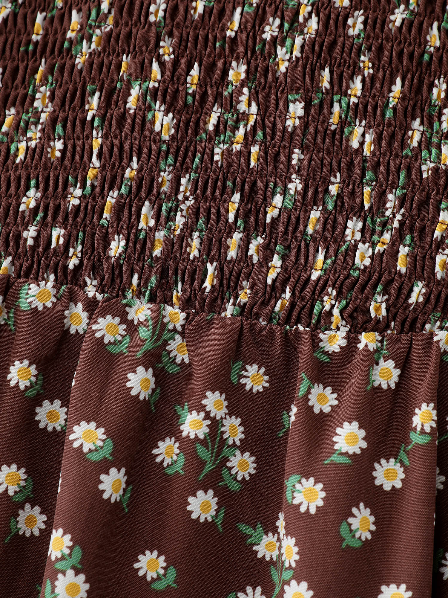 Micro Floral Print Shirred Pockets Midi Dress - Image 6