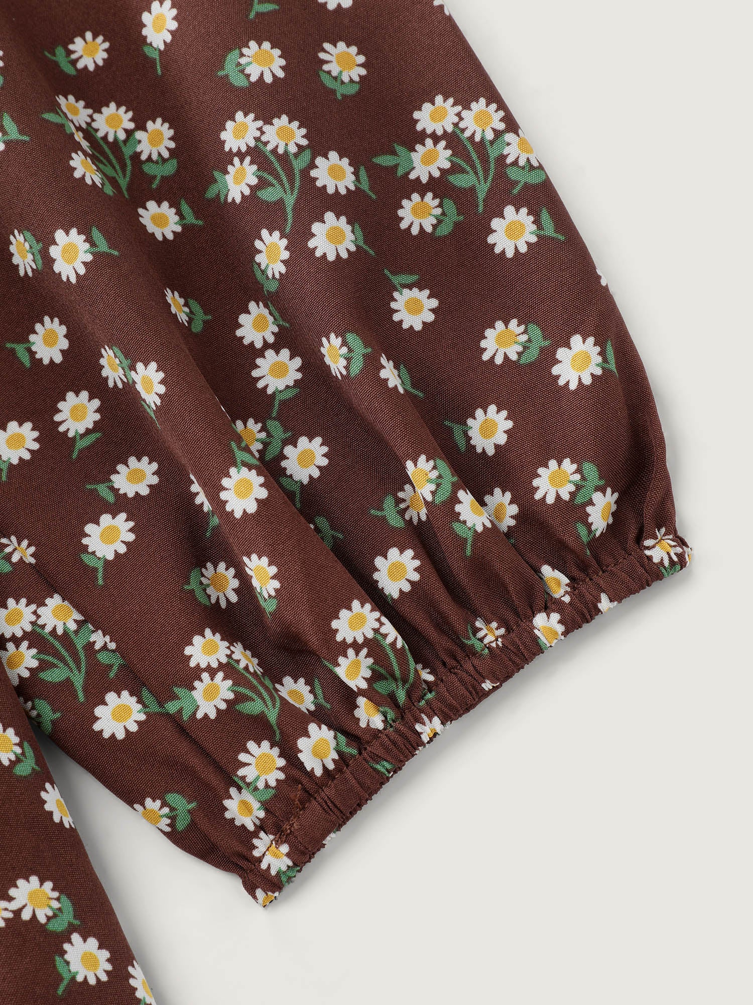 Micro Floral Print Shirred Pockets Midi Dress - Image 7