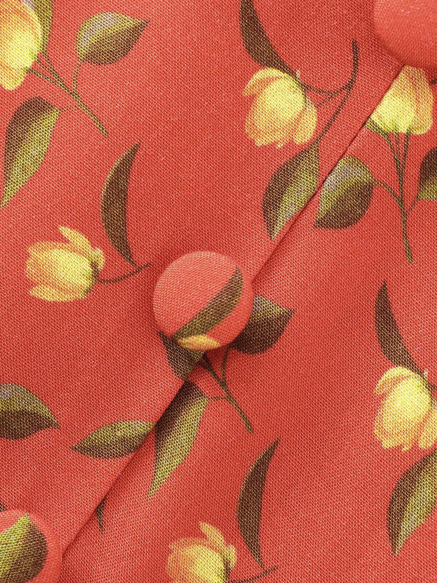 Micro Floral Print Sleeve Tie Midi Dress - Image 6