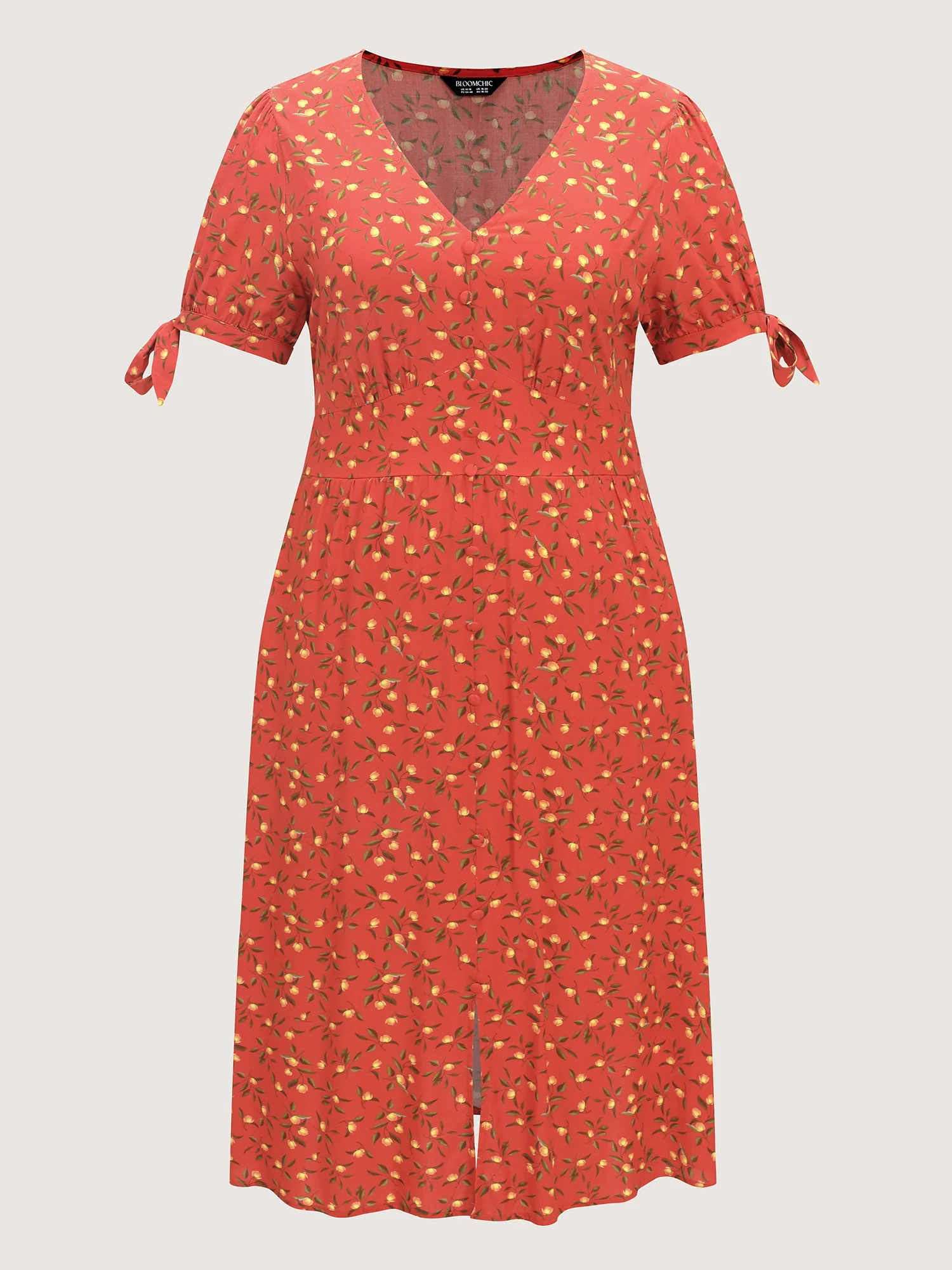 Micro Floral Print Sleeve Tie Midi Dress - Image 7