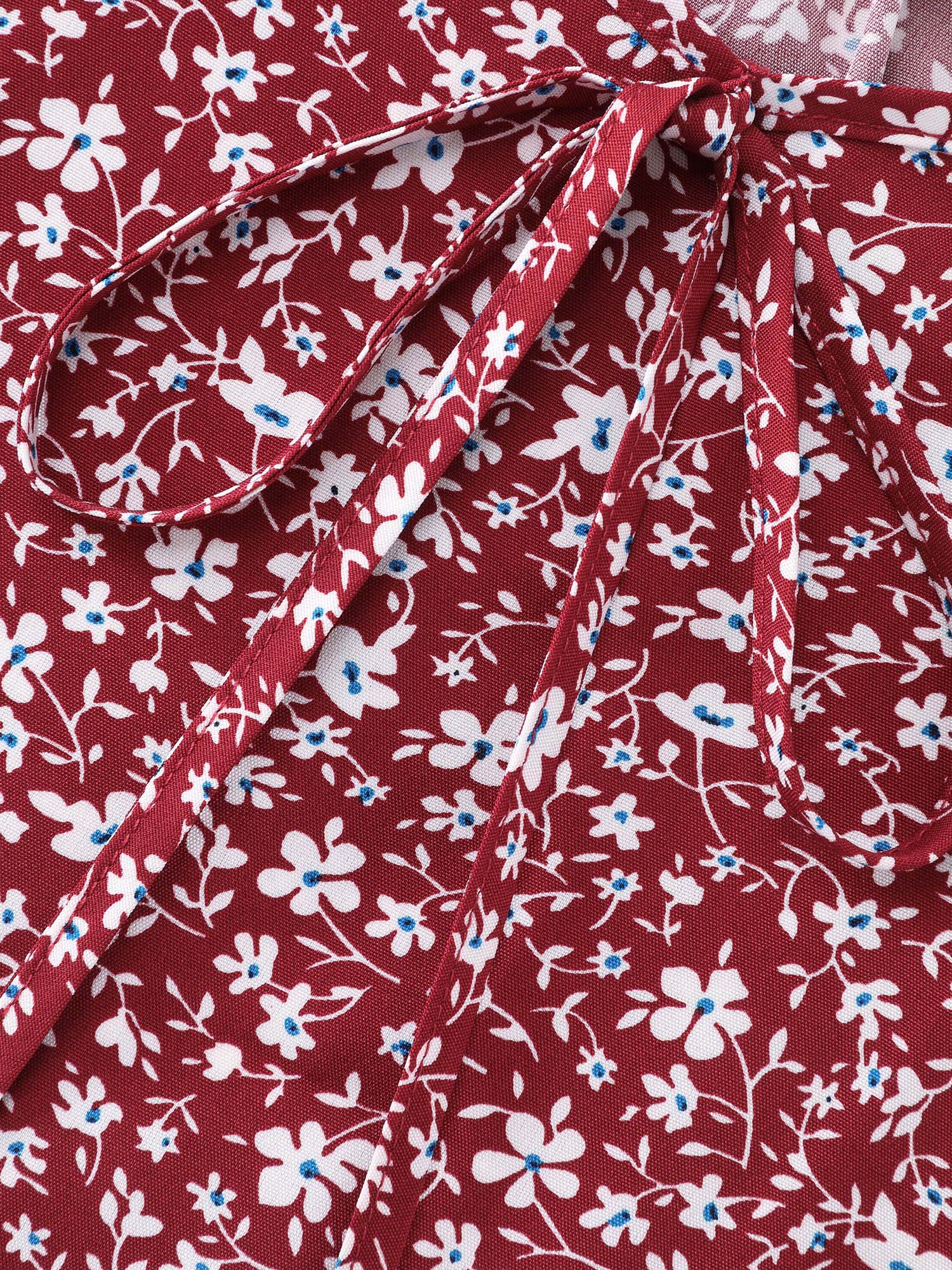 Micro Floral Print Sweetheart Neck Blouse - Image 5