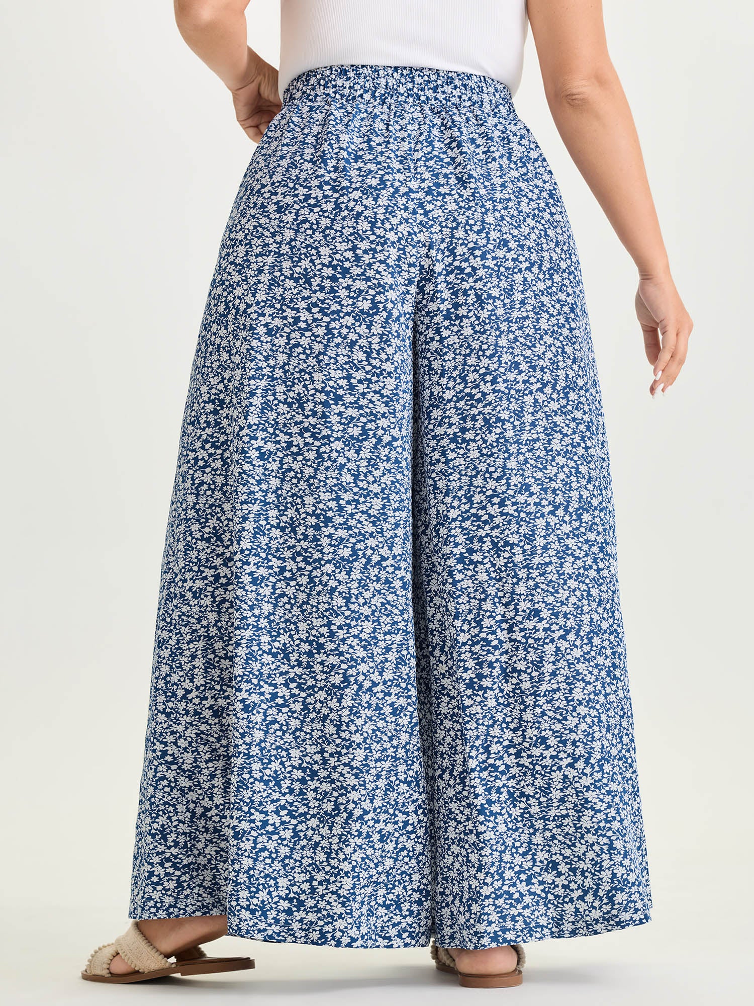 Micro Floral Print Wide-Leg Pants - Image 5