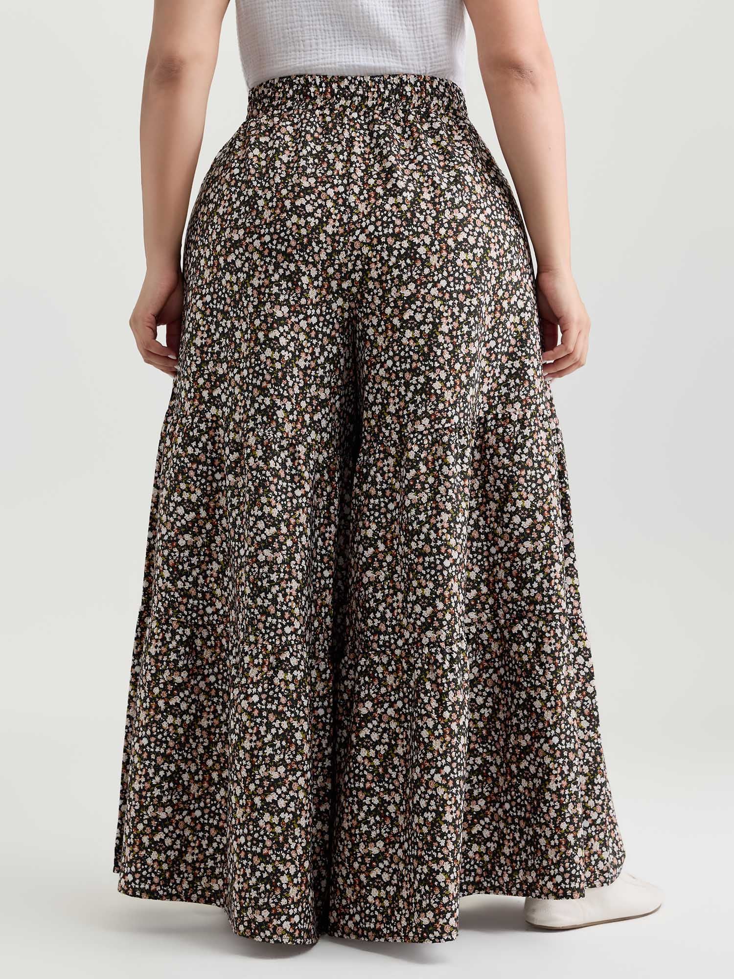 Micro Floral Print Wide Waistband Pants - Image 13