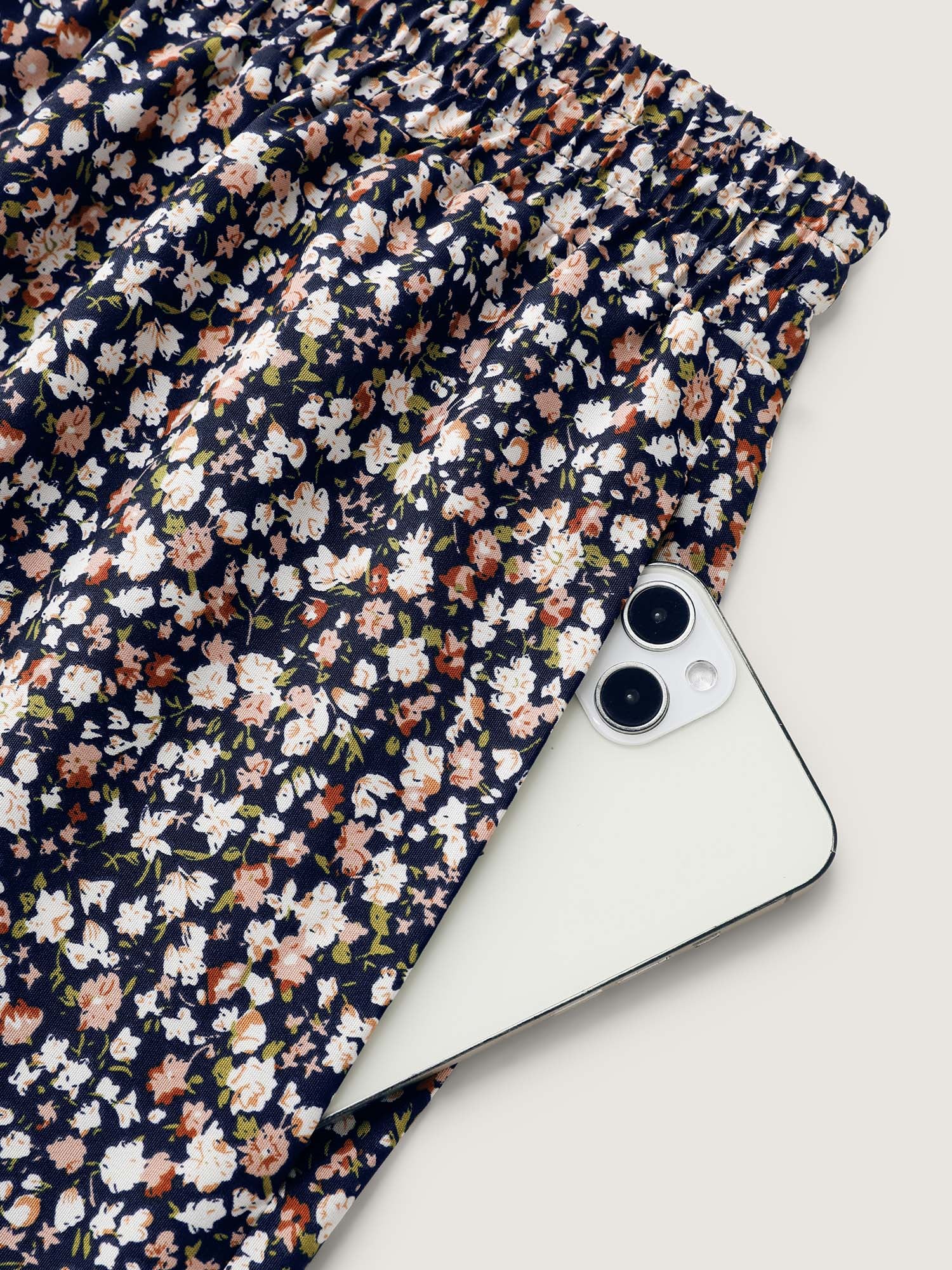 Micro Floral Print Wide Waistband Pants - Image 7