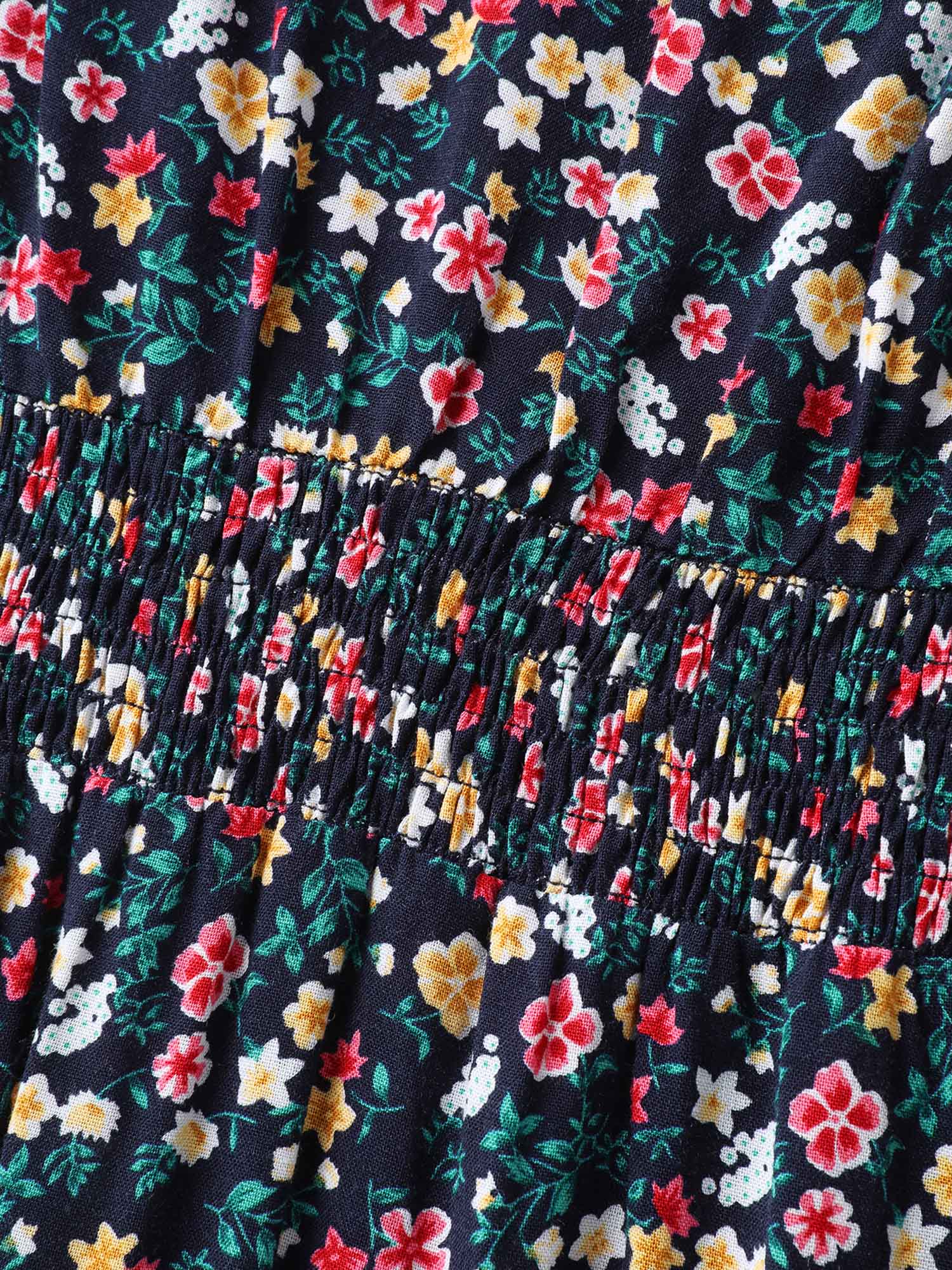 Micro Floral Shirred Asymmetrical Midi Dress - Image 5