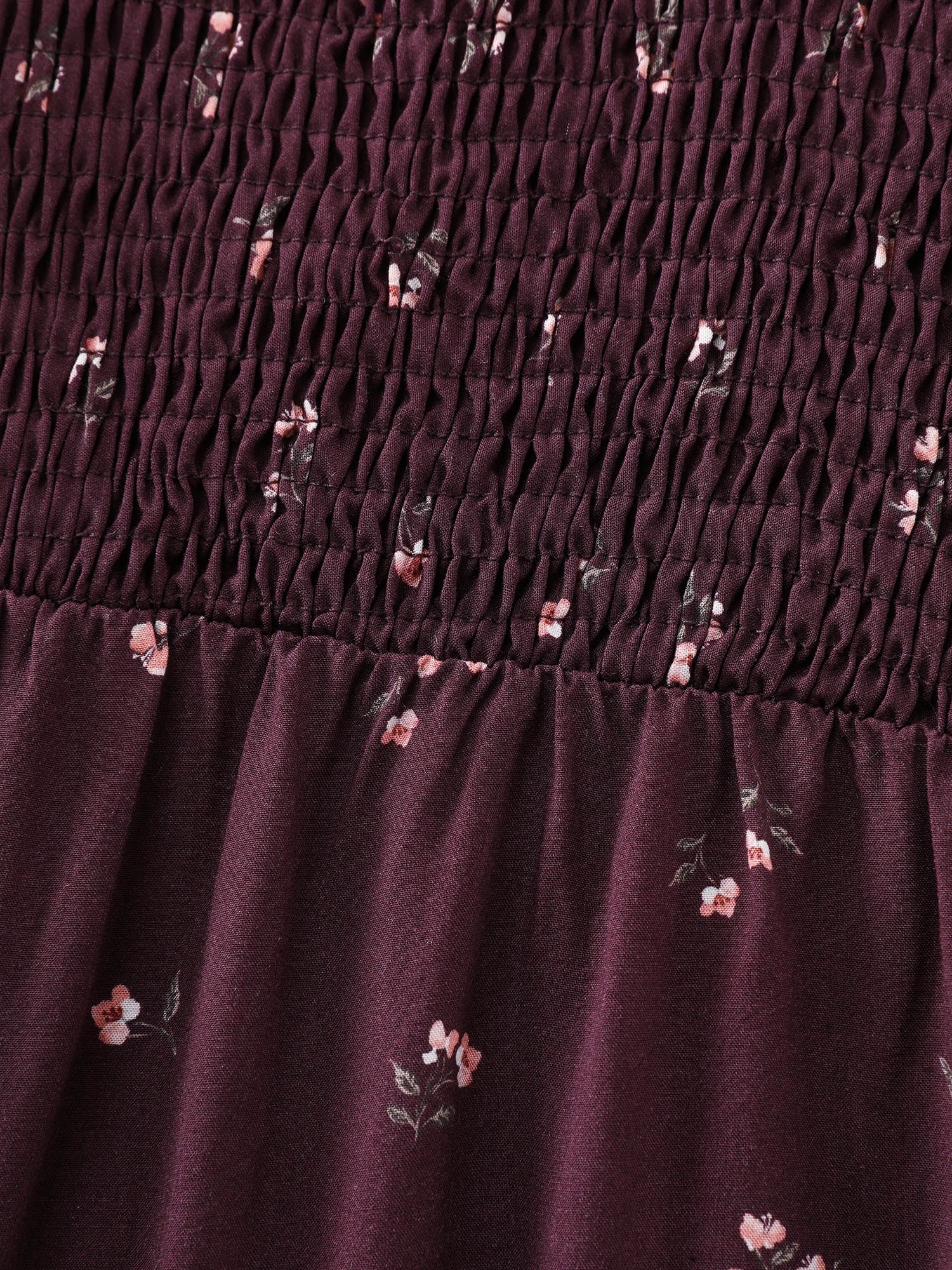 Micro Floral Shirred Bodice Midi Dress - Image 6