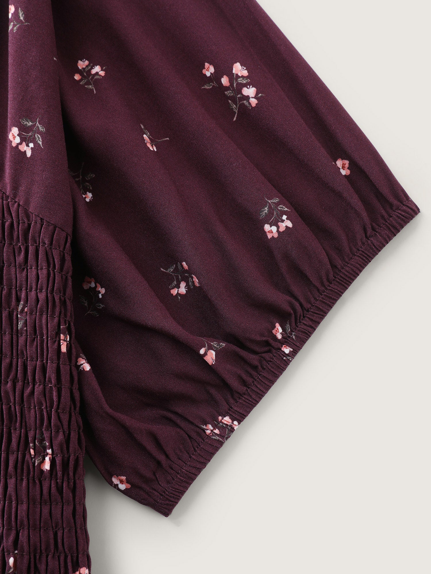 Micro Floral Shirred Bodice Midi Dress - Image 7