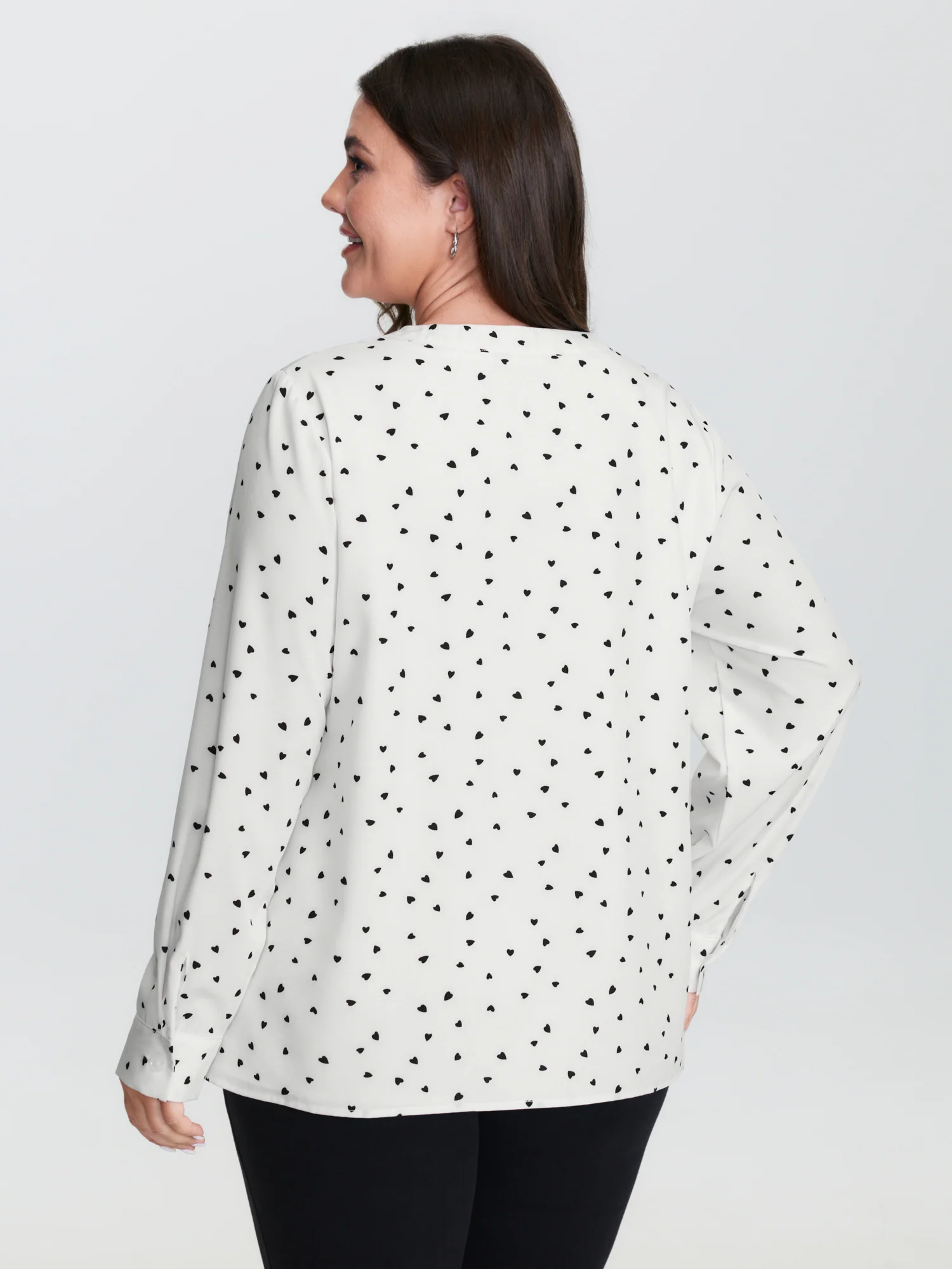 Micro Hearts Print Button Placket Shirt - Image 4