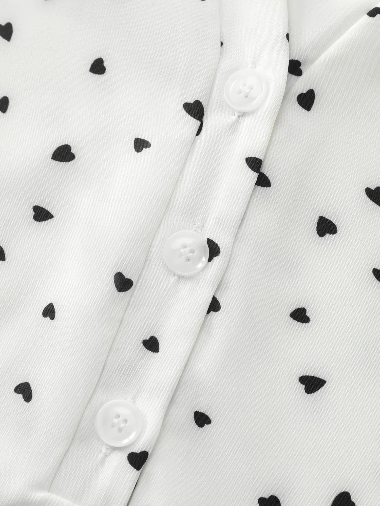 Micro Hearts Print Button Placket Shirt - Image 5