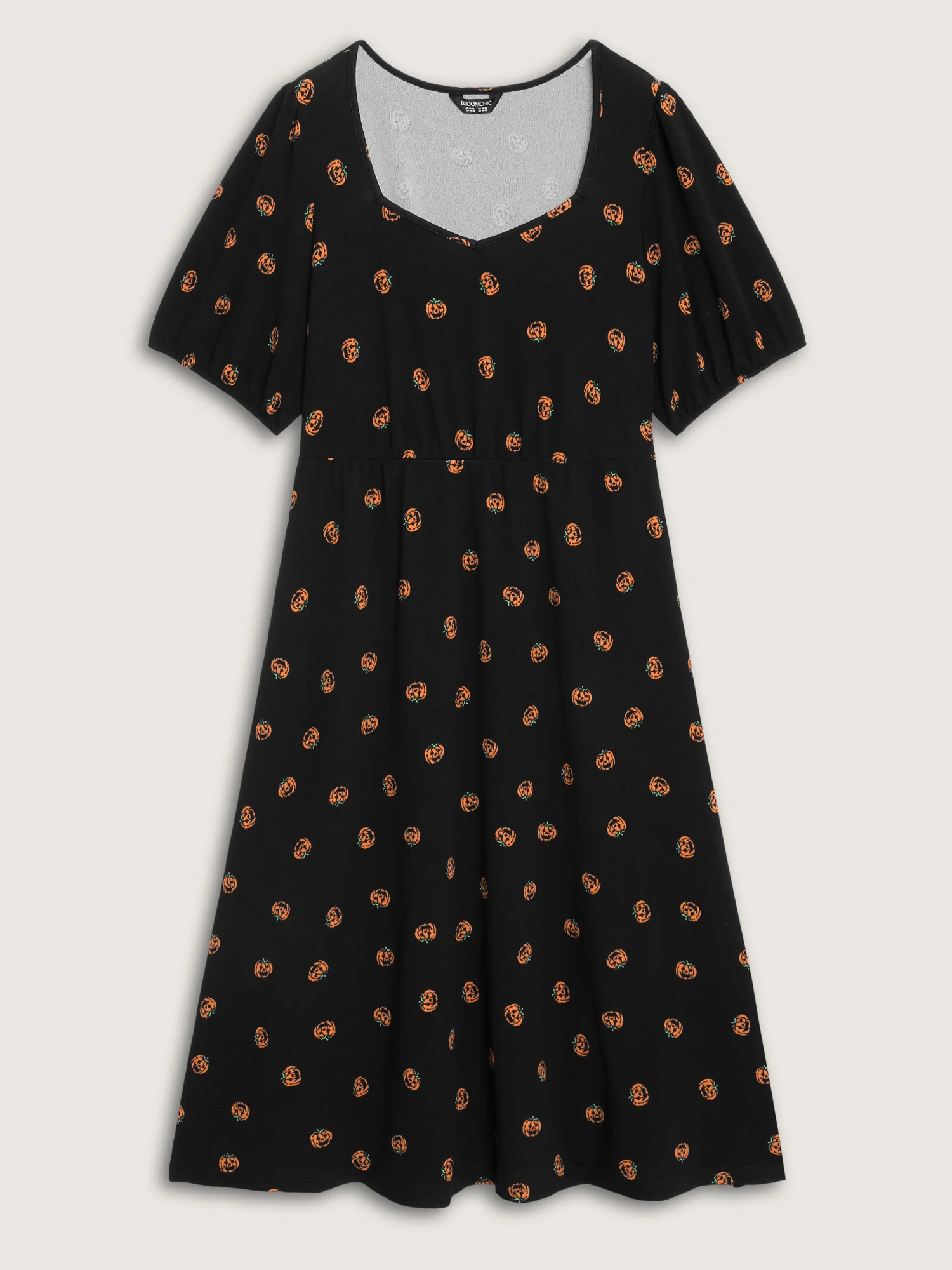 Micro Pumpkin Print Stretchy Midi Dress - Image 7