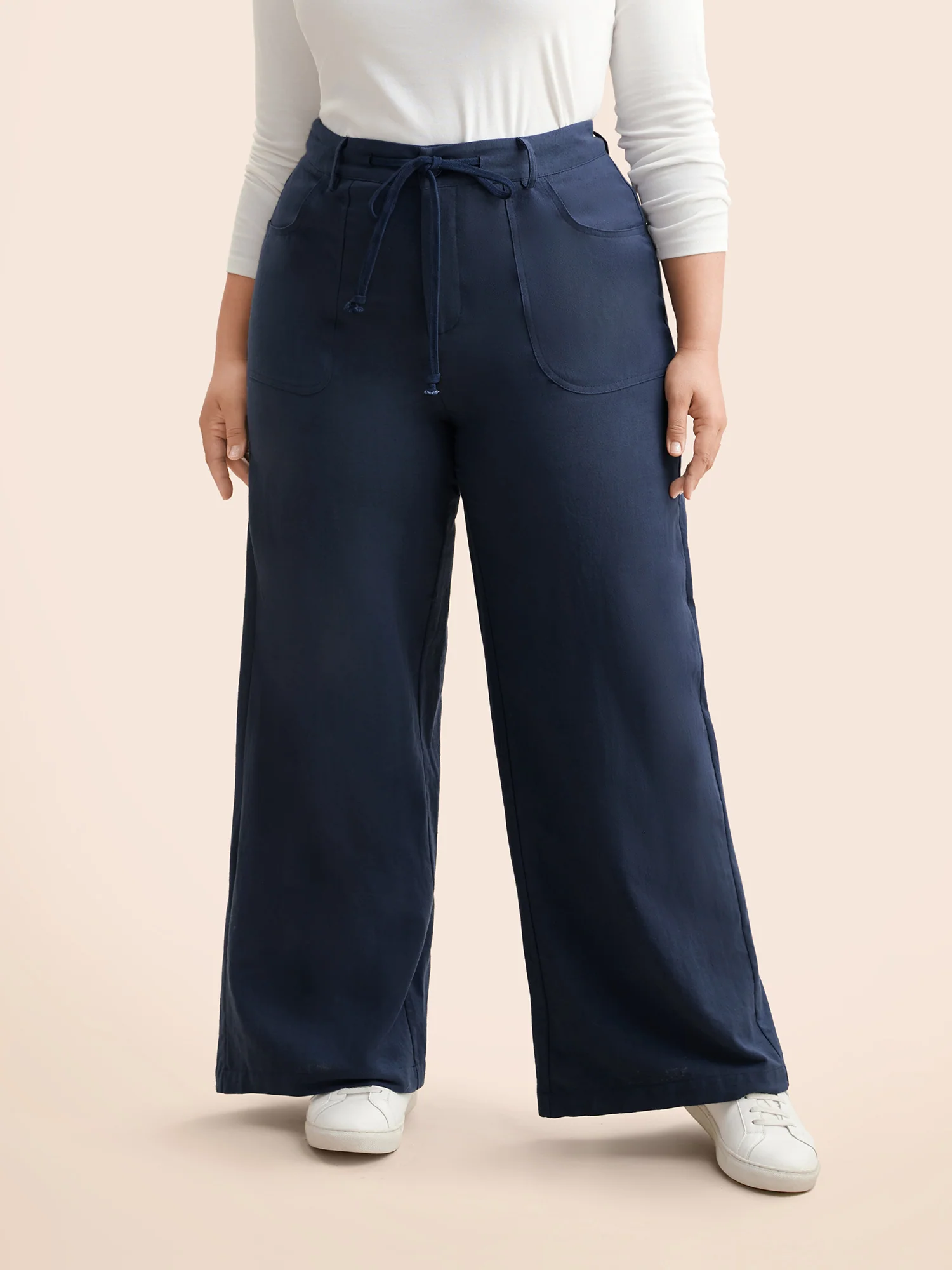 Mid Rise Drawstring Wide Leg Pants - Image 4