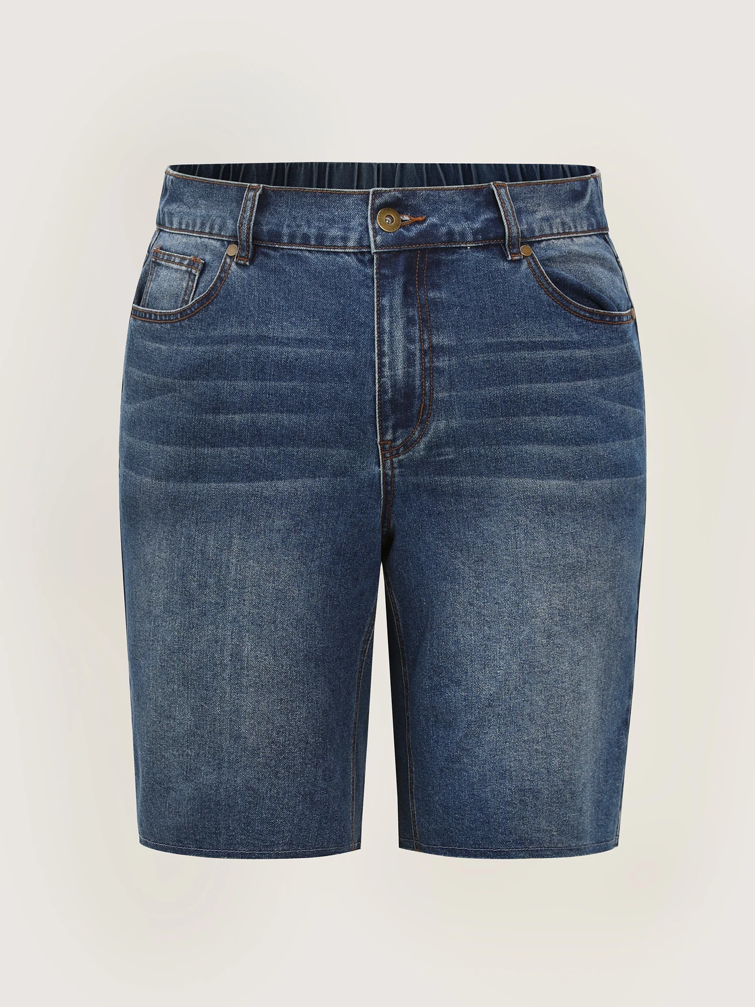 Mid-Rise Elastic Waist Skinny-Fit Denim Shorts - Image 8