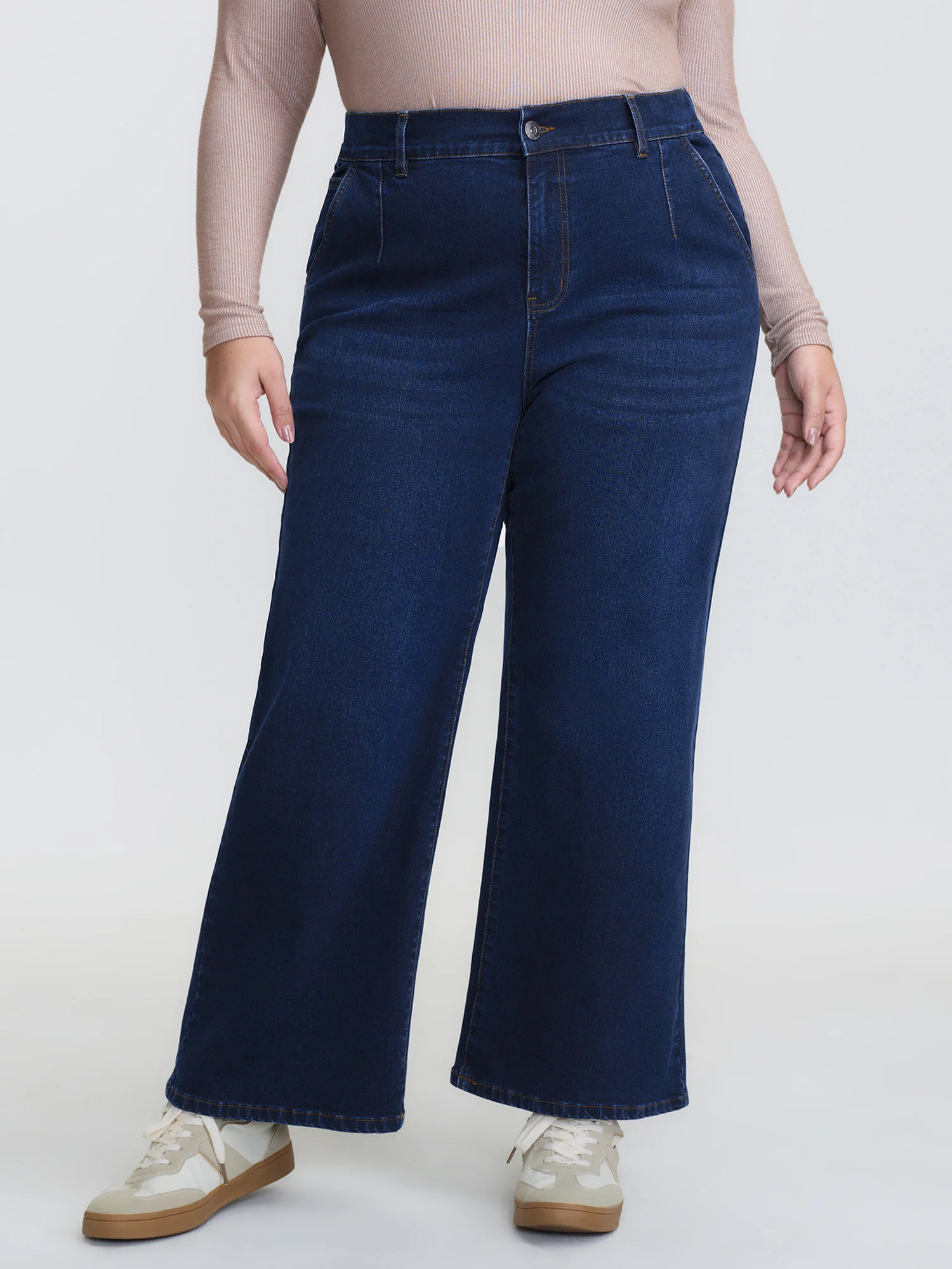 Mid-Rise Elastic Waistband Wide-Leg Jeans - Image 2