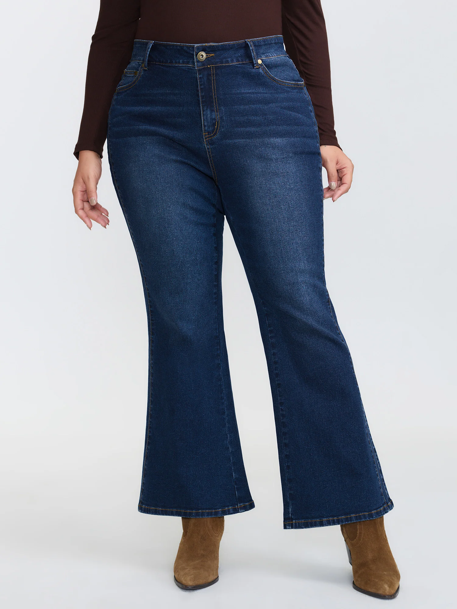 Mid-Rise Flare Hem Jeans - Image 2
