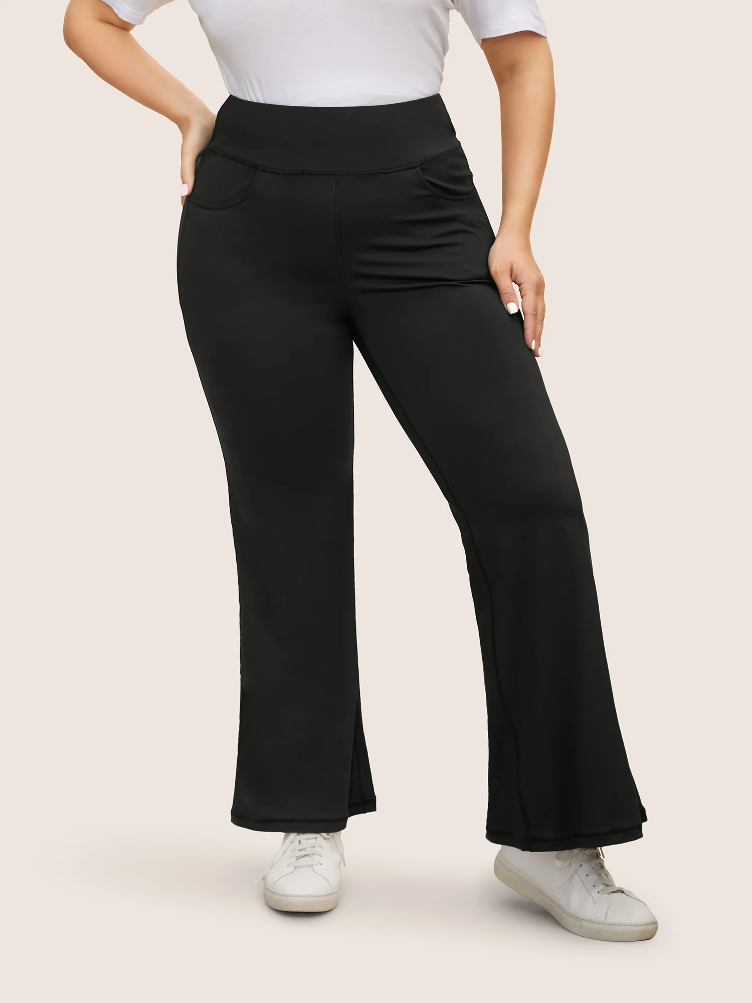 Mid Rise High Stretch Bootcut Leggings - Image 2