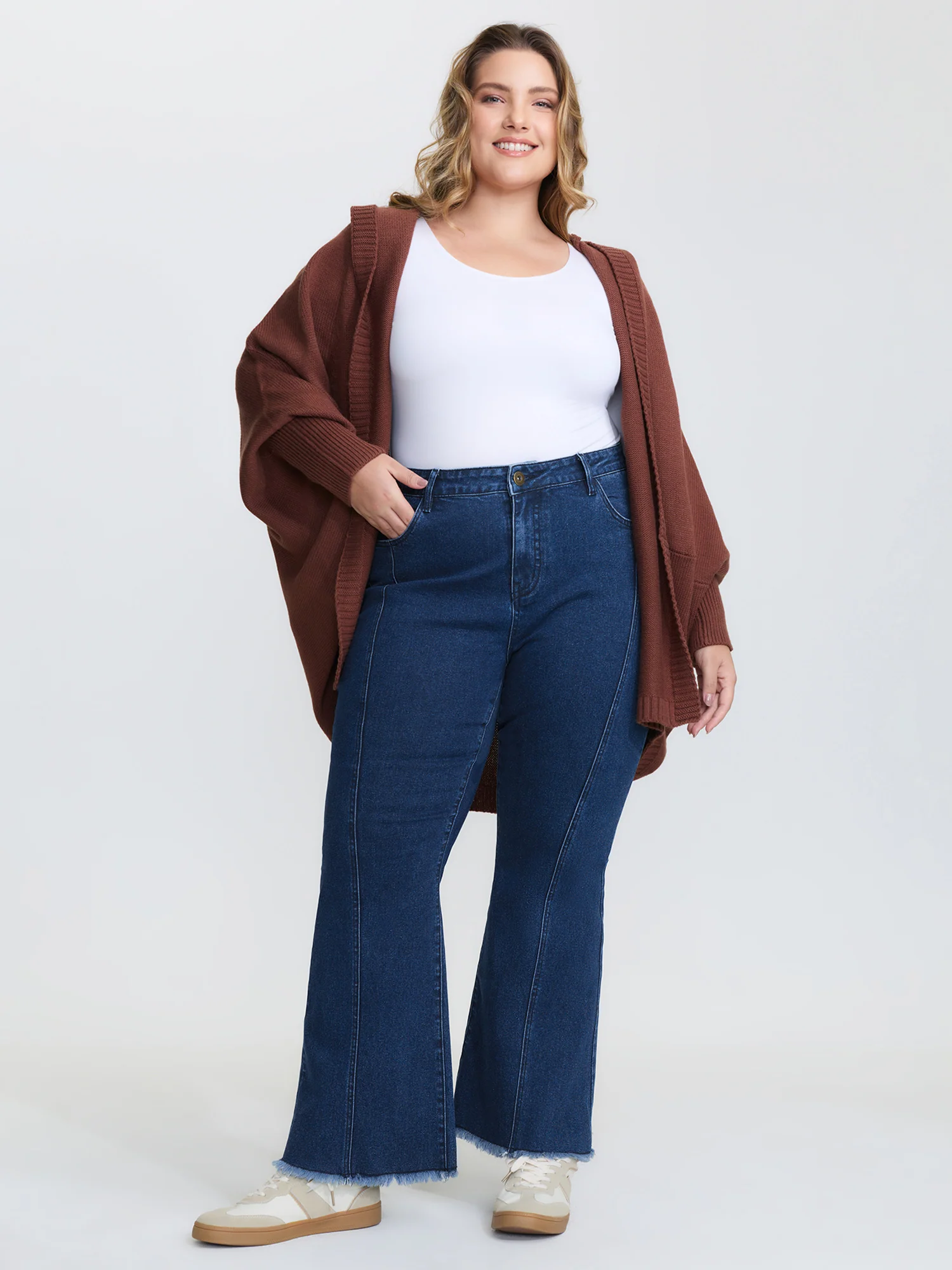 Mid Rise Patchwork Panel Flared Jeans - Image 2