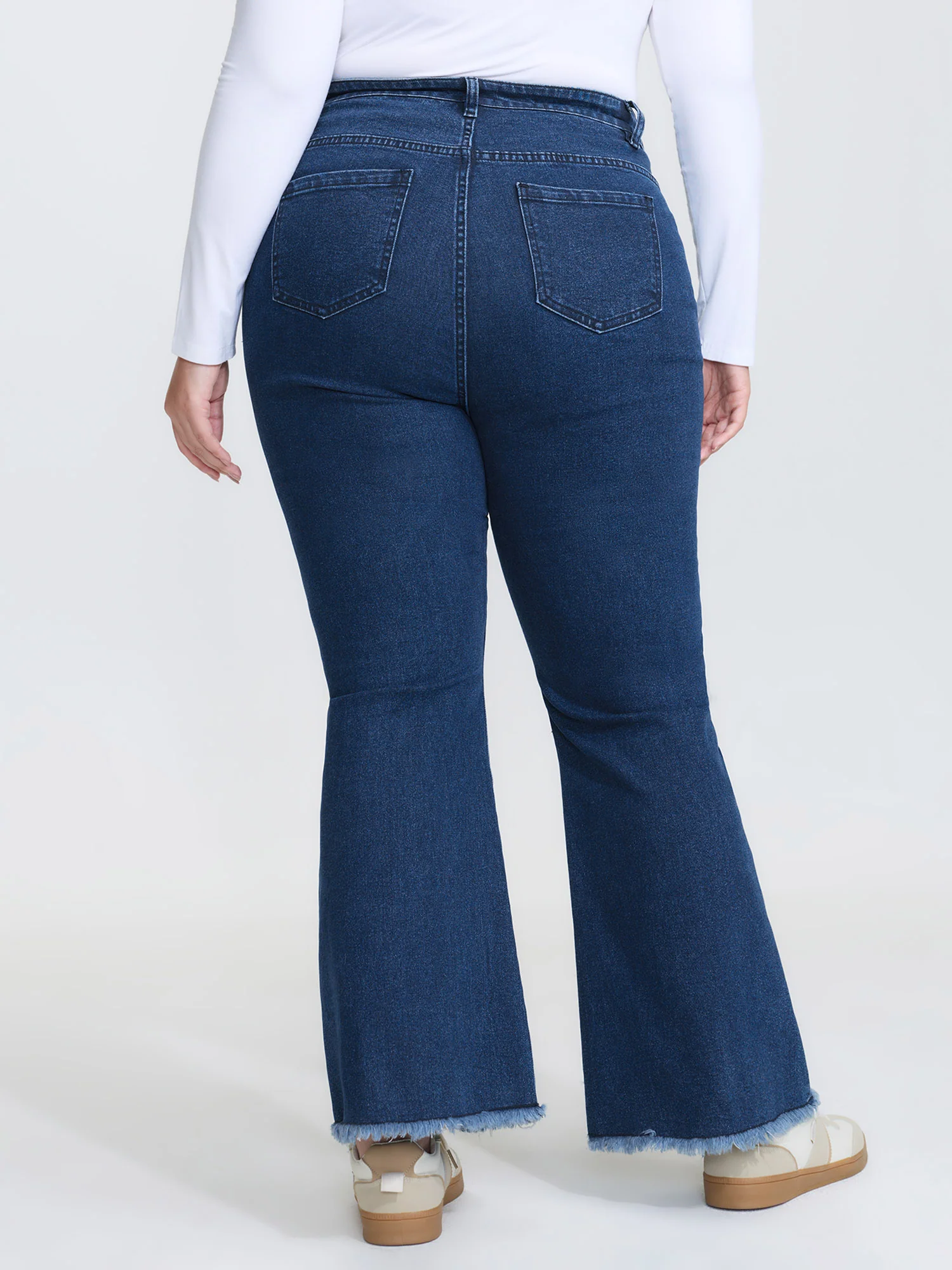 Mid Rise Patchwork Panel Flared Jeans - Image 4