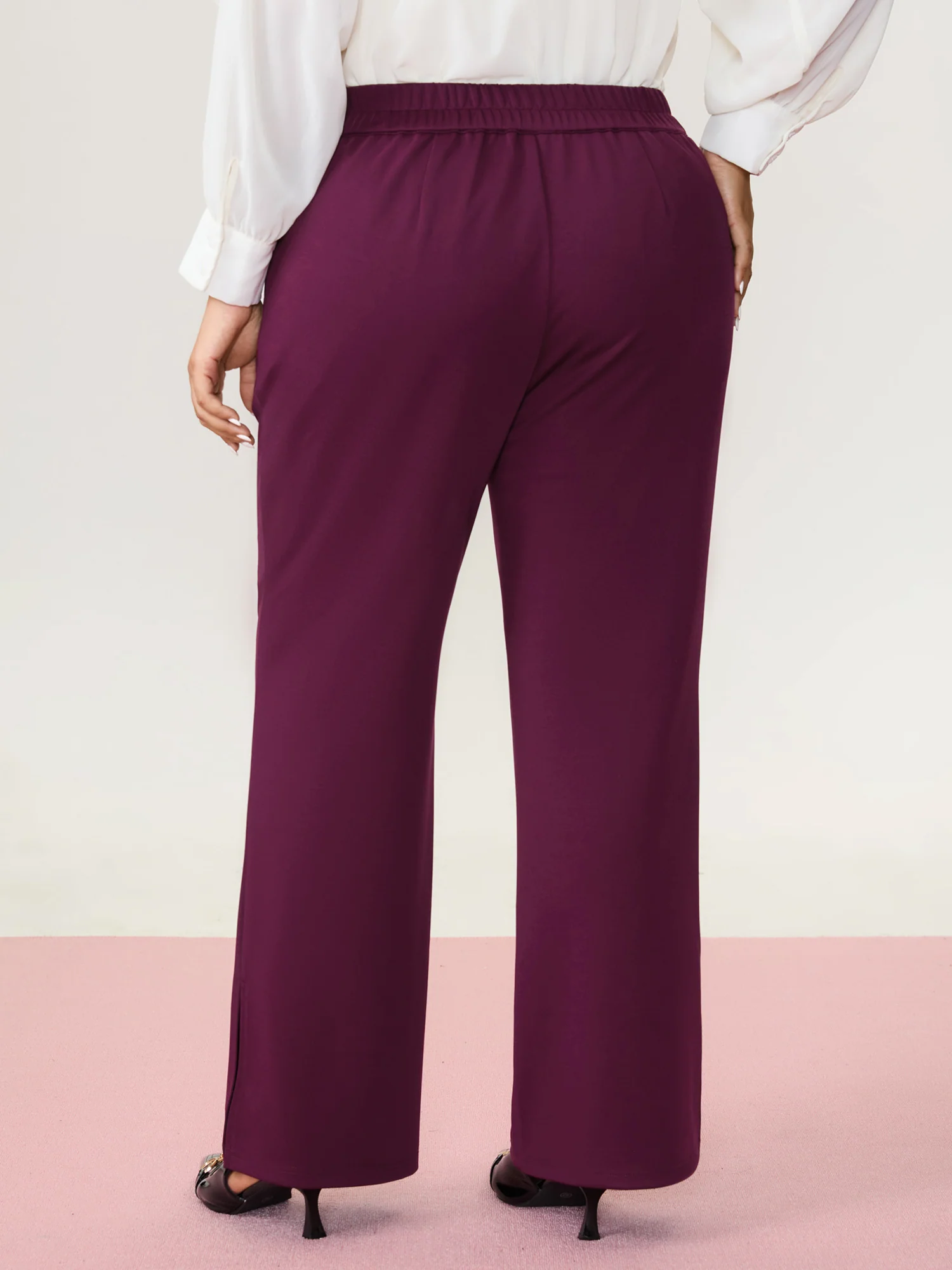 Mid-Rise Plain Bootcut Pants - Image 6