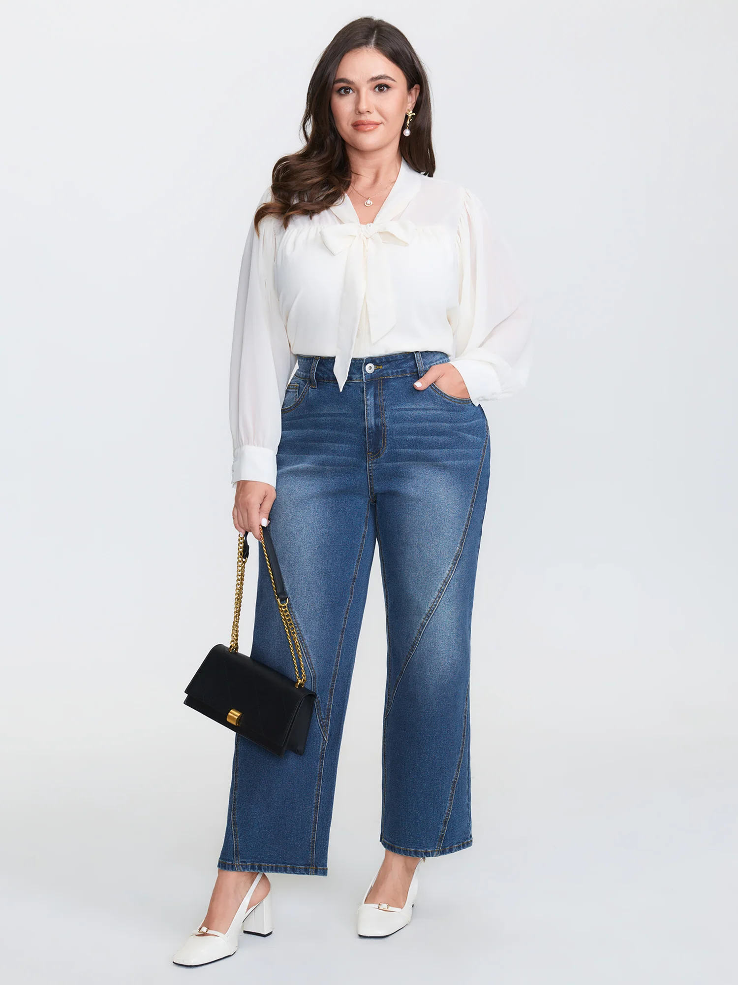 Cinched High-Waist Straight-Leg Jeans - Image 2