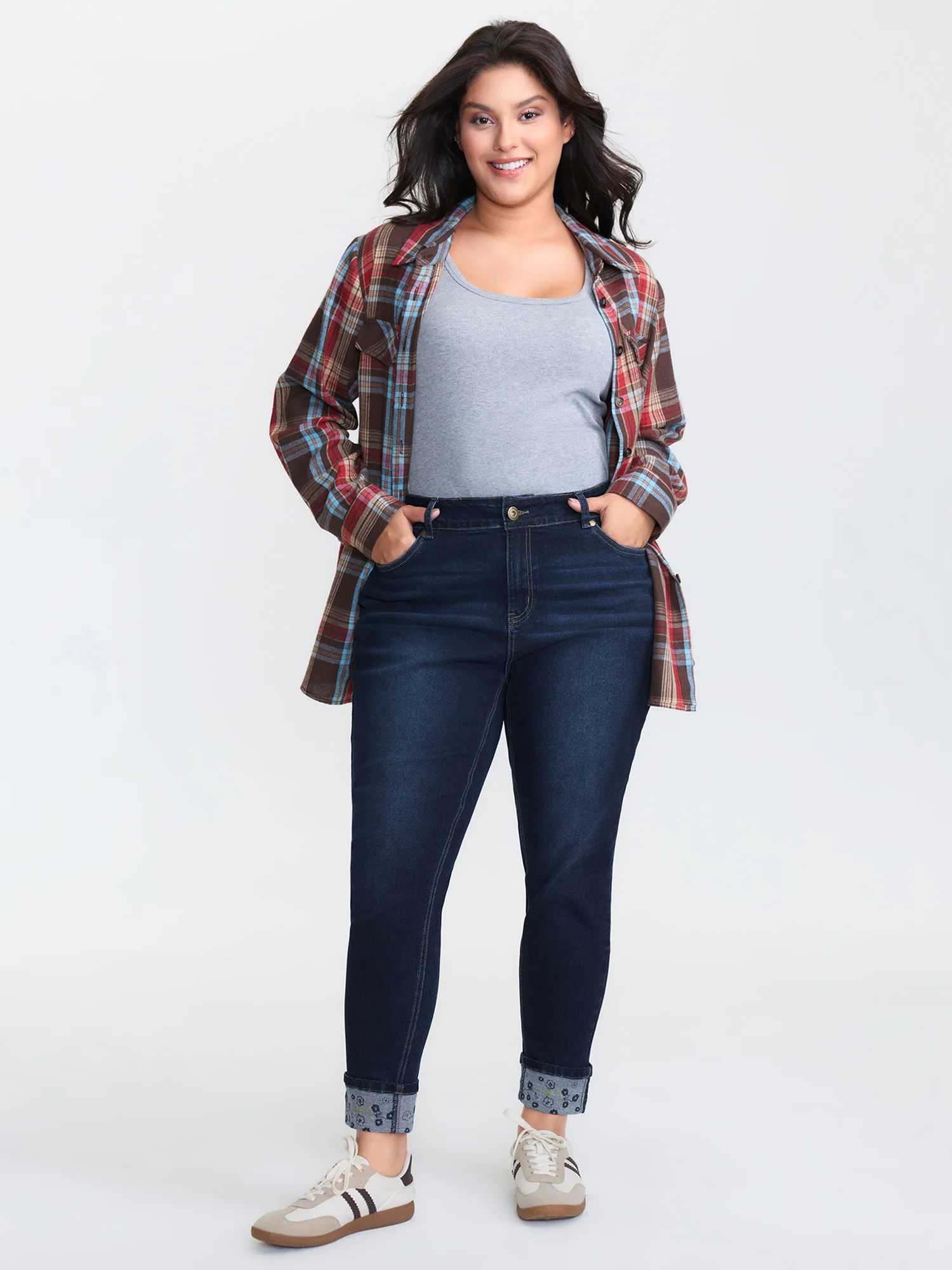 Floral Folded Hem Cropped Skinny-Fit Jeans - Image 2