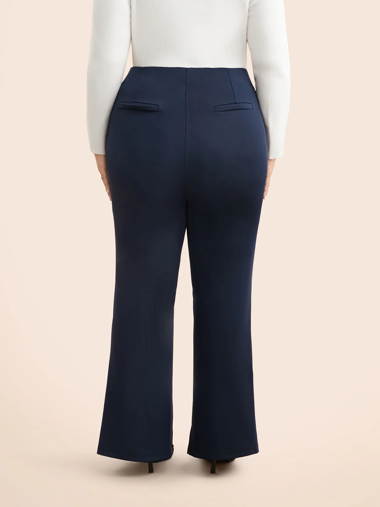 Mid Rise Slit Hem Bootcut Pants - Image 2
