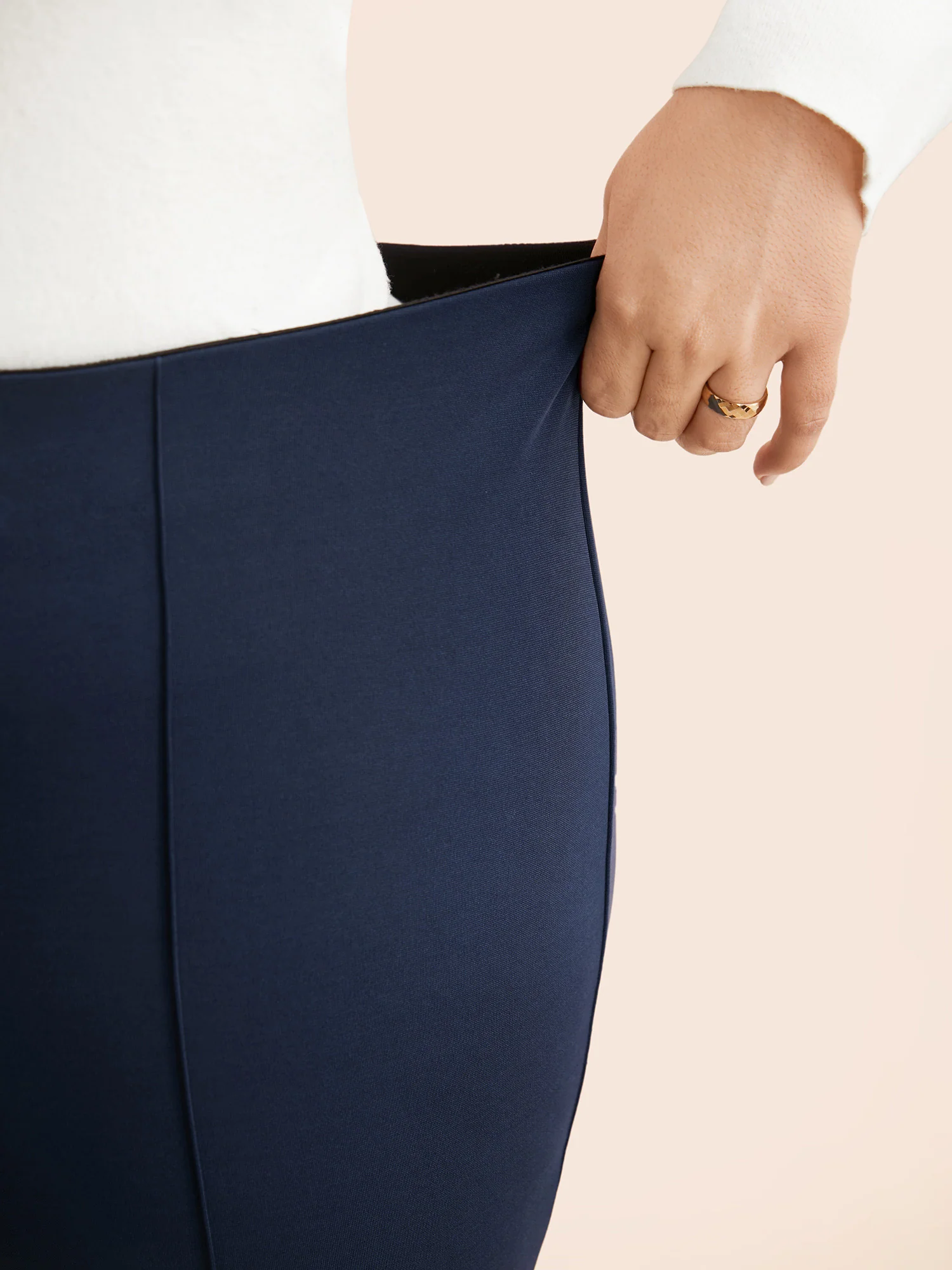 Mid Rise Slit Hem Bootcut Pants - Image 4