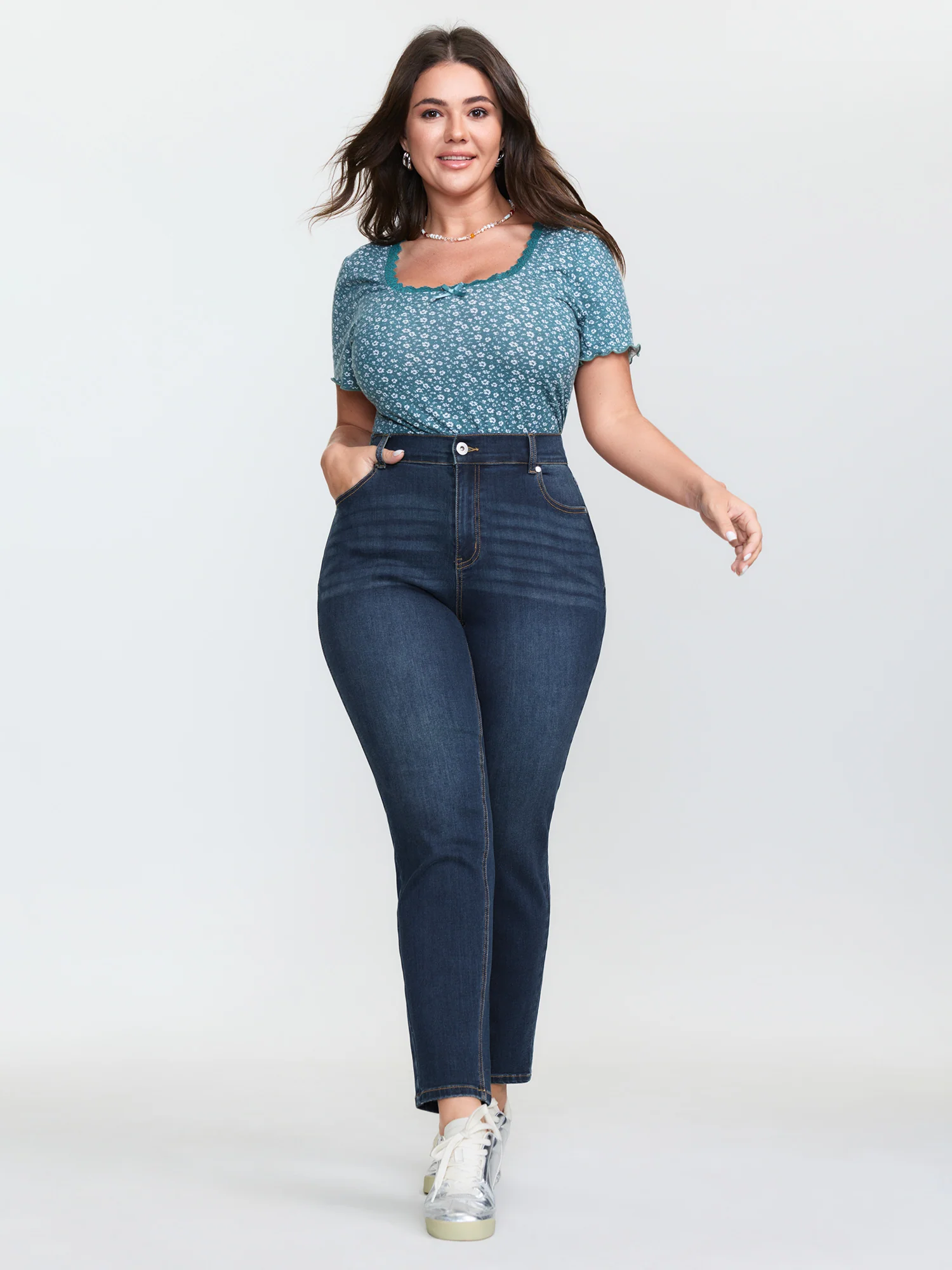 Mid-Rise Stretchy Straight Leg Jeans - Image 2