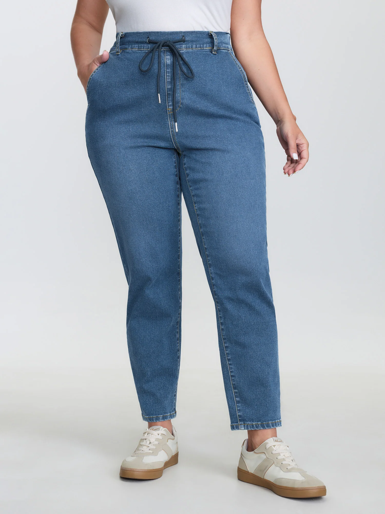Pull-On High Rise Cropped Boyfriend Jeans - Image 2