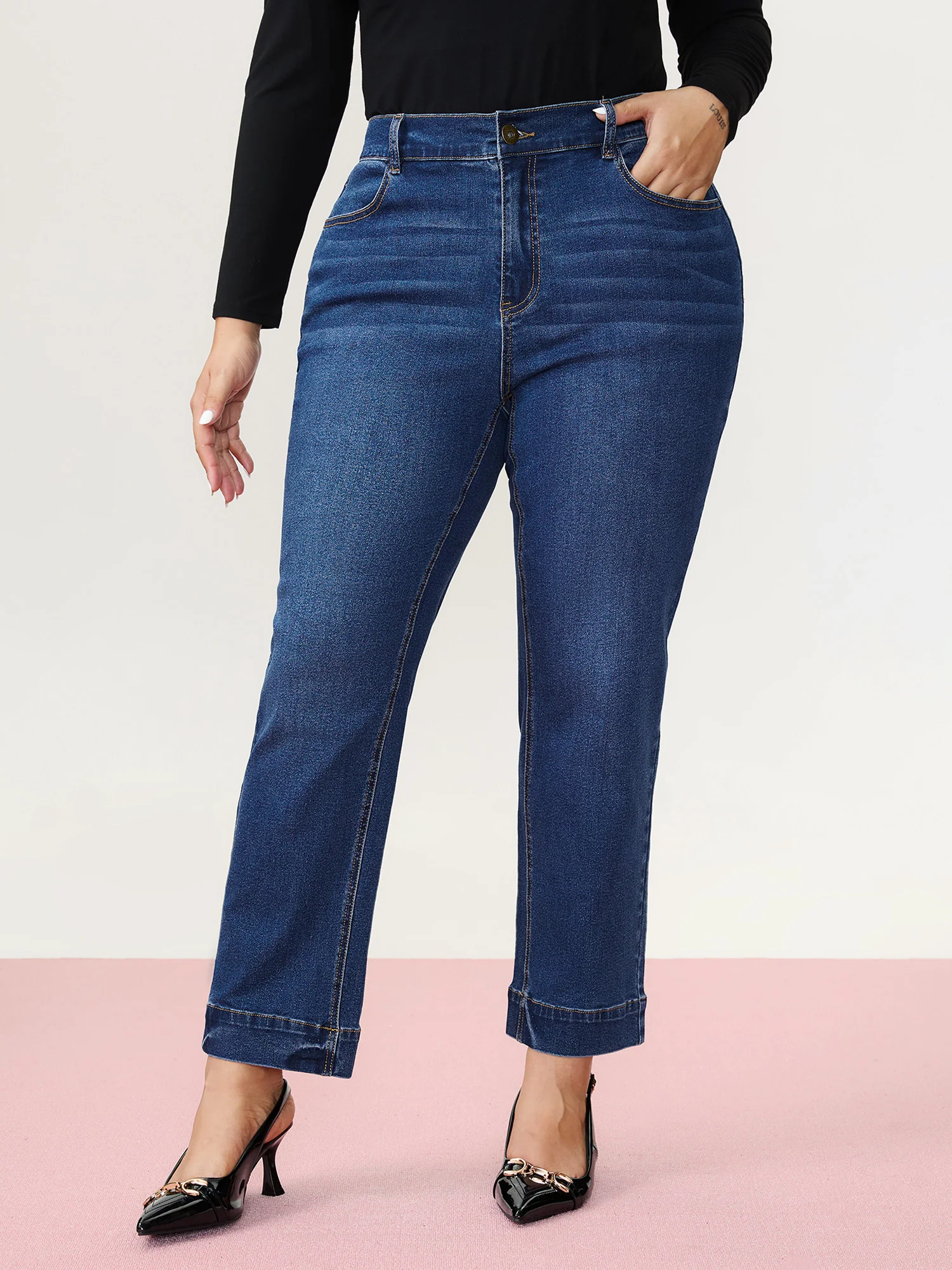 Thigh-Friendly High-Rise Straight-Leg Jeans - Image 2